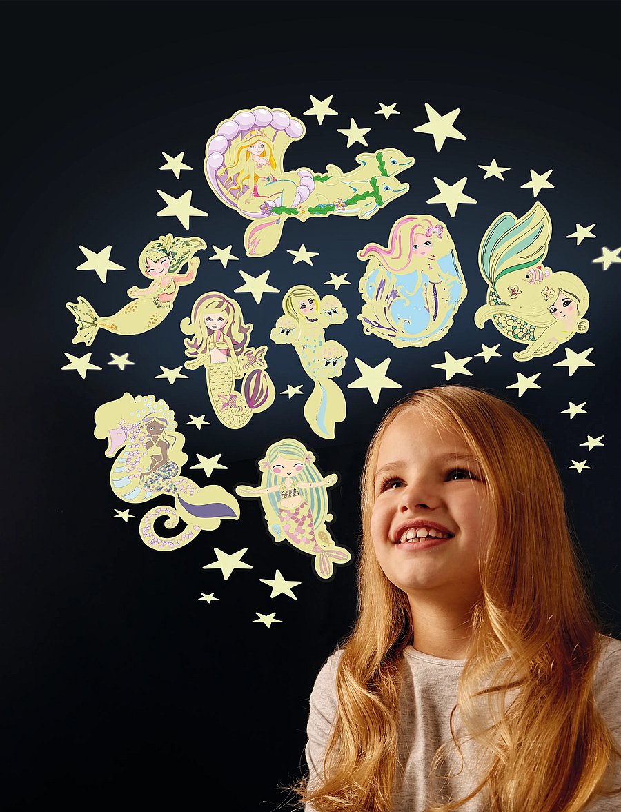 Brainstorm - Brainstorm Glow Stars & Mermaids - klistermärken - multi - 0