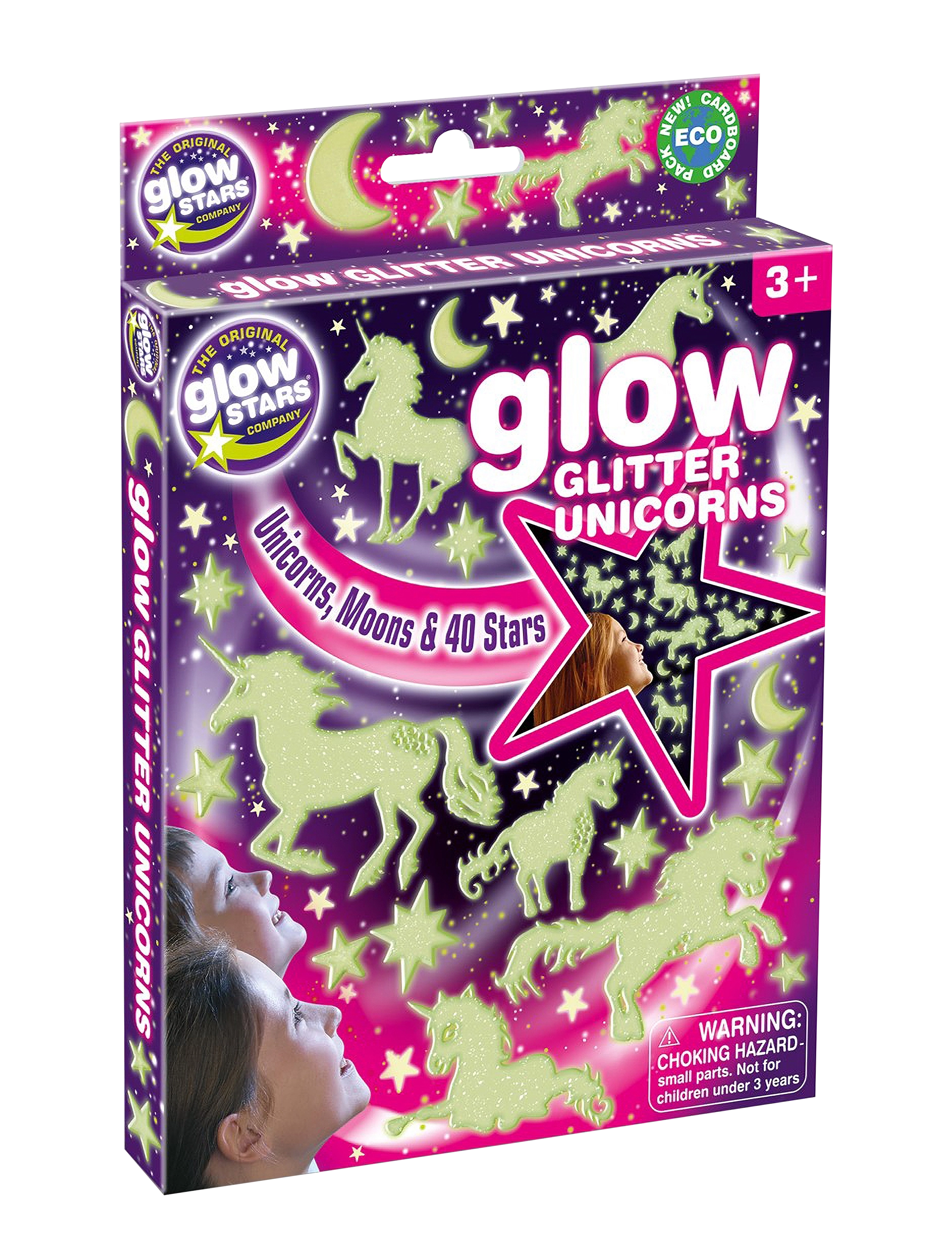 Brainstorm Brainstorm Glow Glitter Unicorns, One Size, Multi/patterned, Vægklistermærker > Dyr, Børn