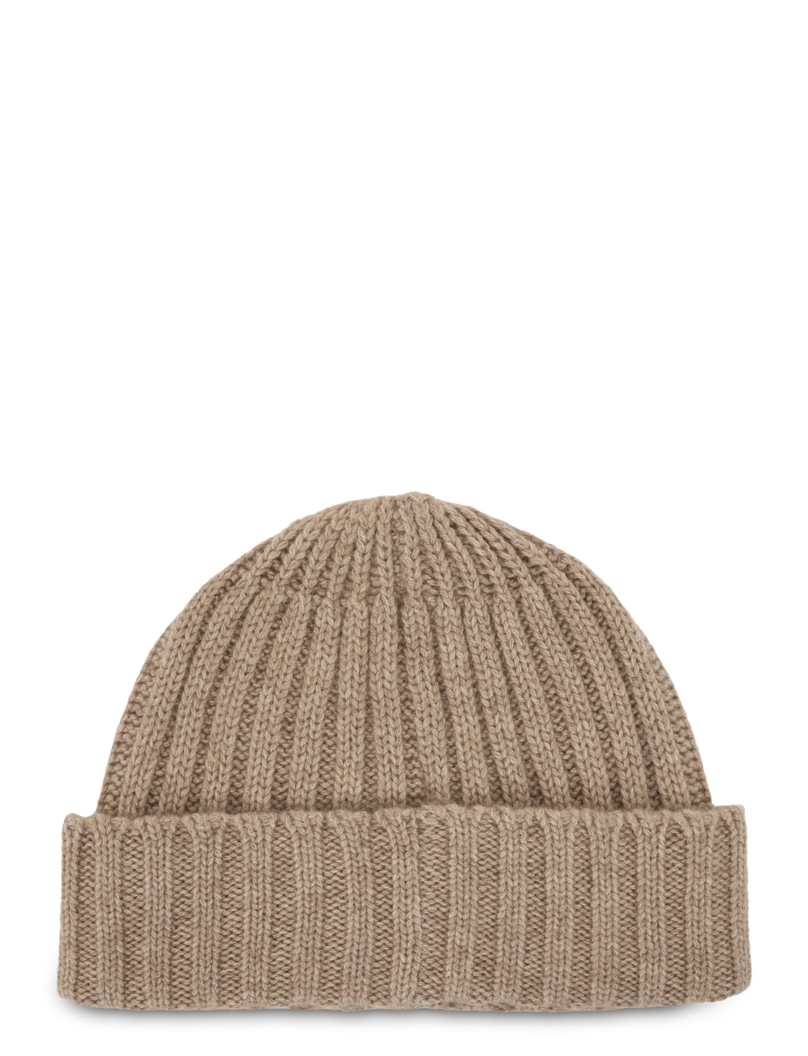 Bramani Cashmere Rib Hat, Mænd, Ribstrikket Hue, Beige, Str: ONE SIZE