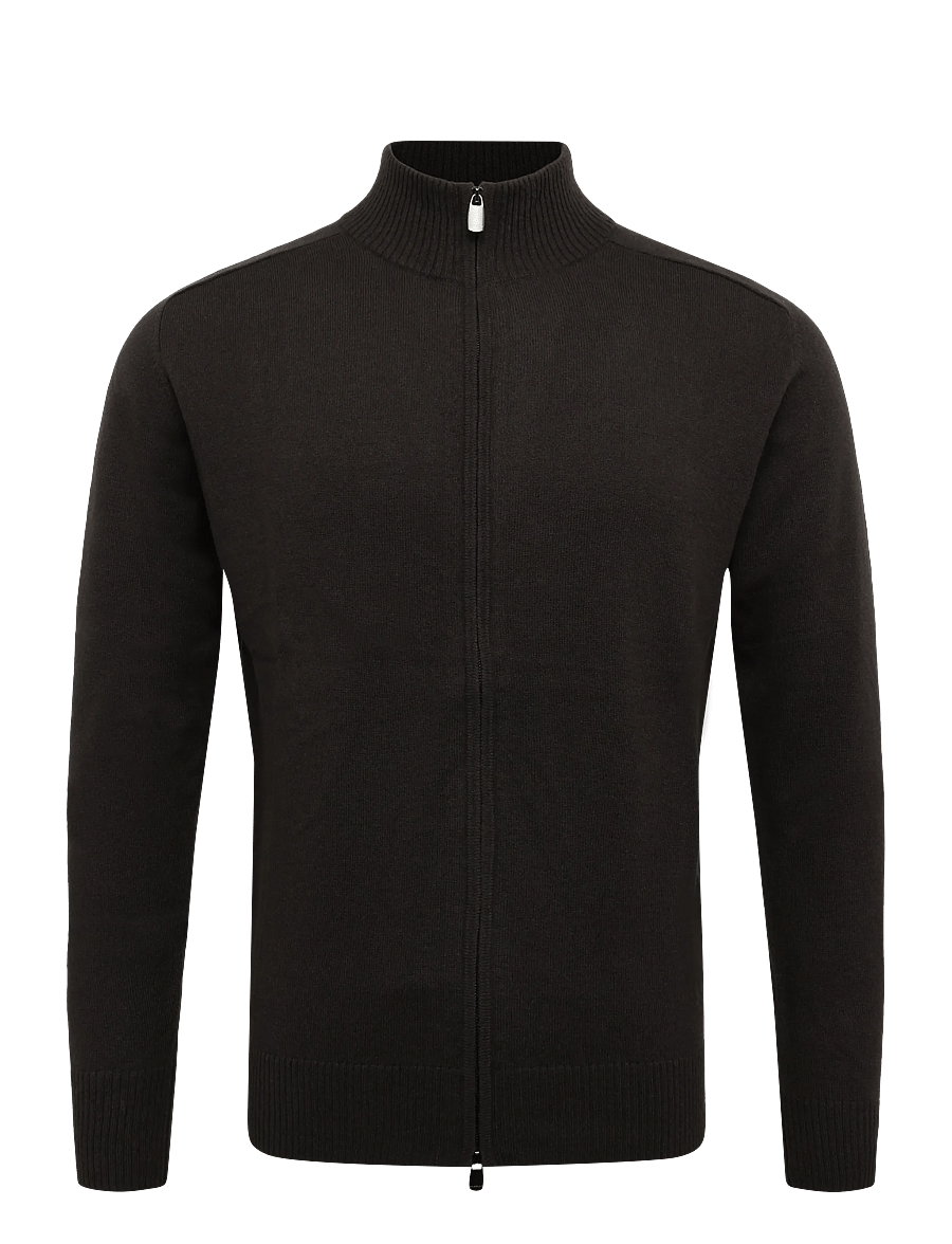 Bramani Cashmere - FULL ZIP - fullzip strik - caffe' - 0