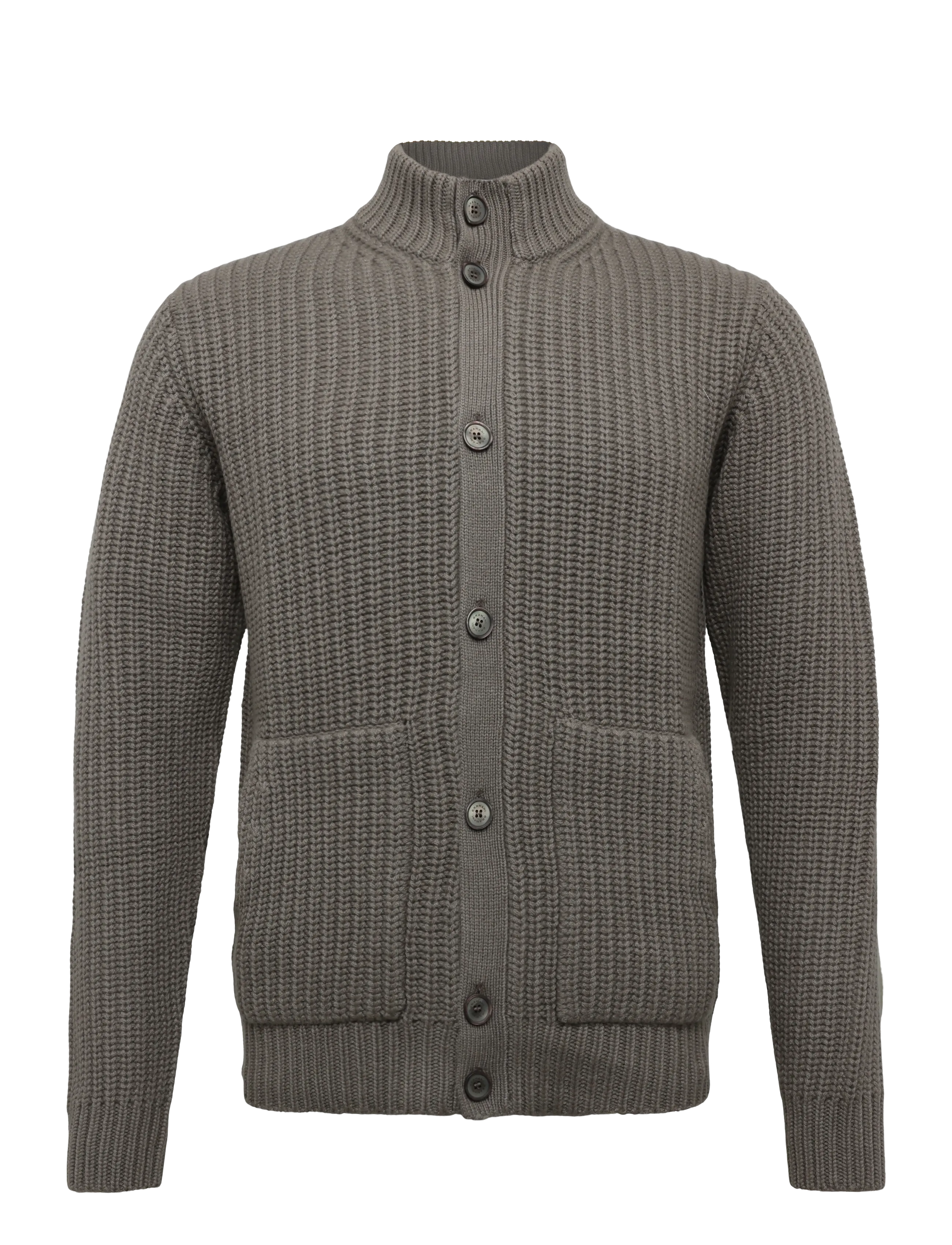 Bramani Cashmere CARDIGAN ENGLISH RIB - Bramani Cashmere - ARGILLA / grey