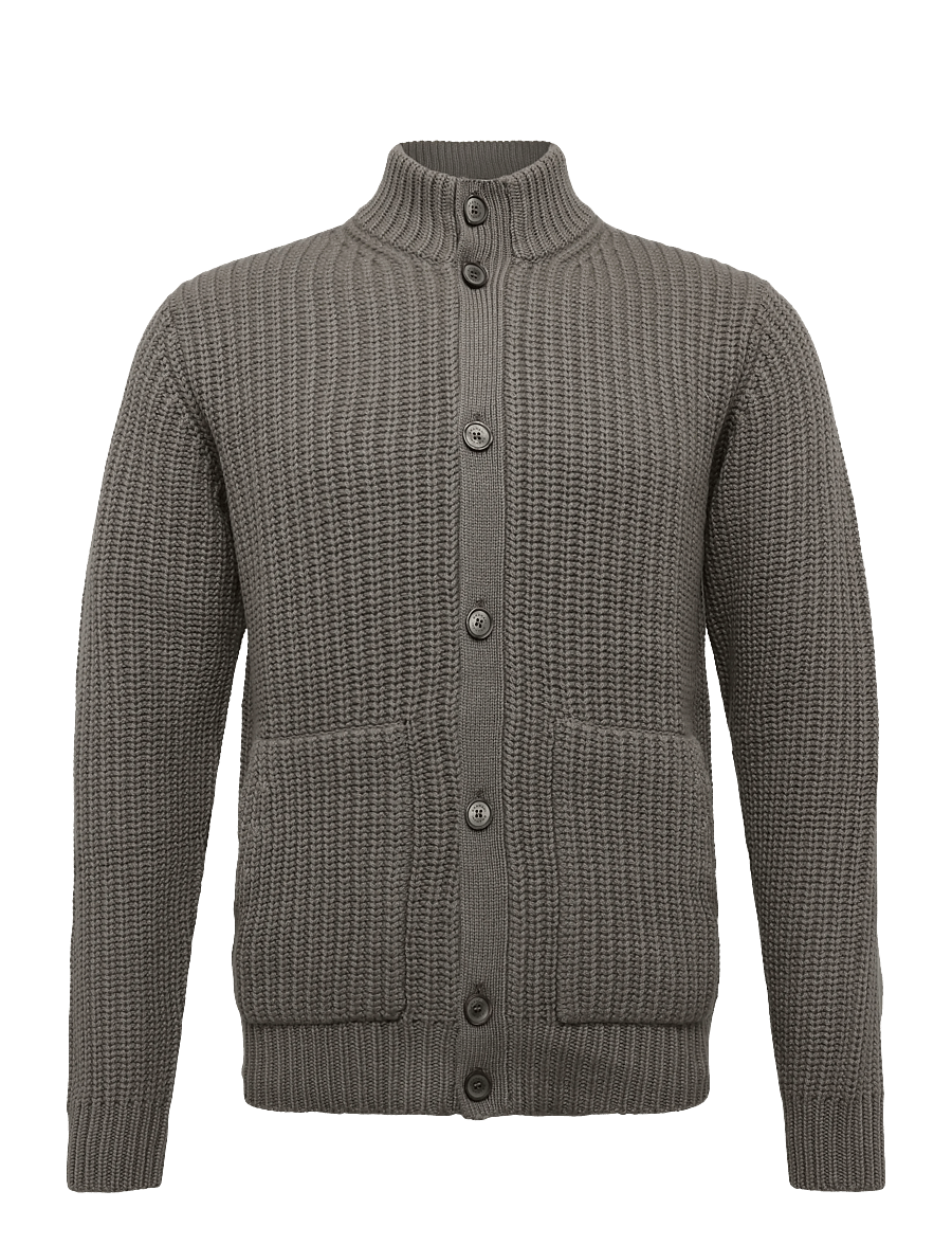 Bramani Cashmere - CARDIGAN ENGLISH RIB - cardigans - argilla - 0