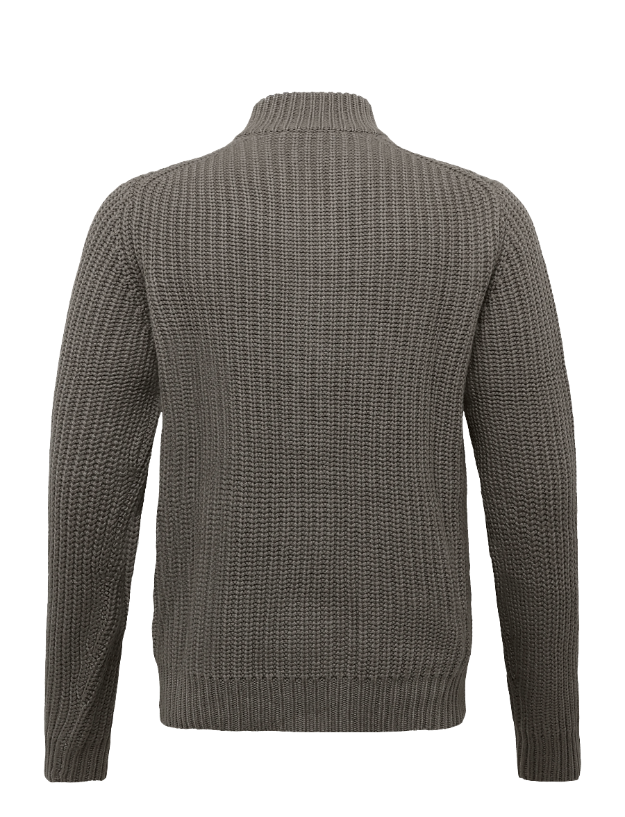 Bramani Cashmere - CARDIGAN ENGLISH RIB - cardigans - argilla - 1