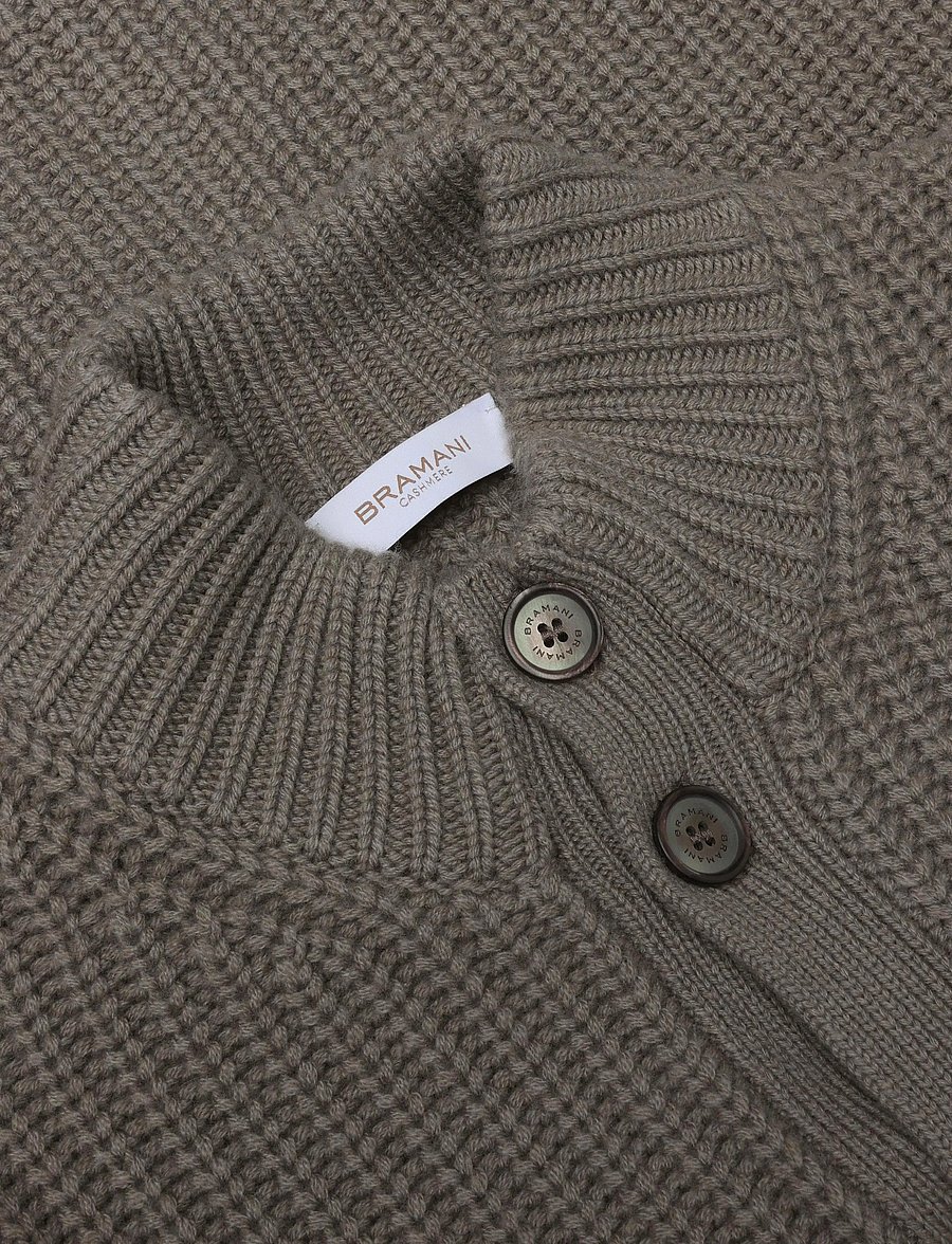 Bramani Cashmere - CARDIGAN ENGLISH RIB - cardigans - argilla - 2