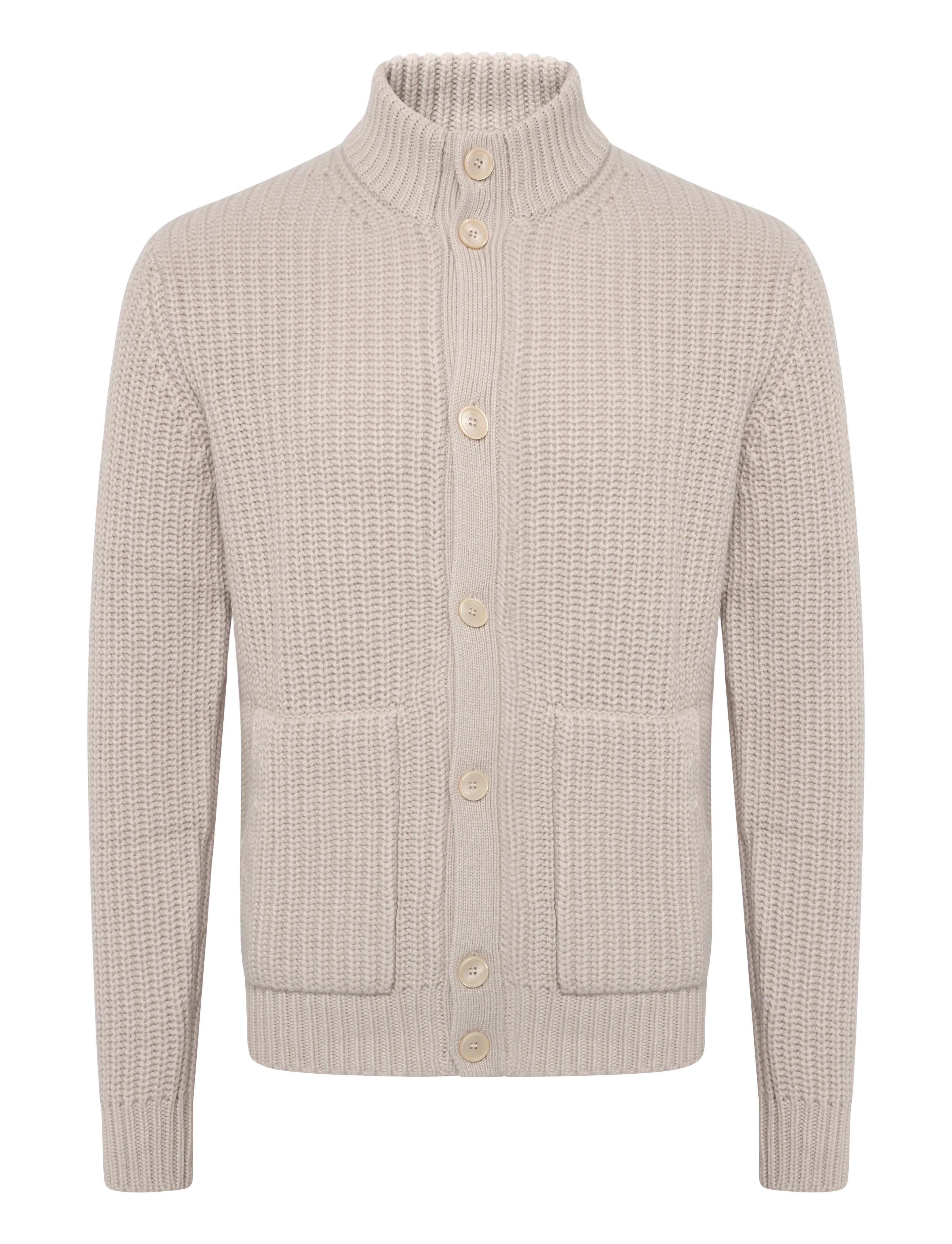 Bramani Cashmere CARDIGAN ENGLISH RIB - Bramani Cashmere - SABBIA / beige