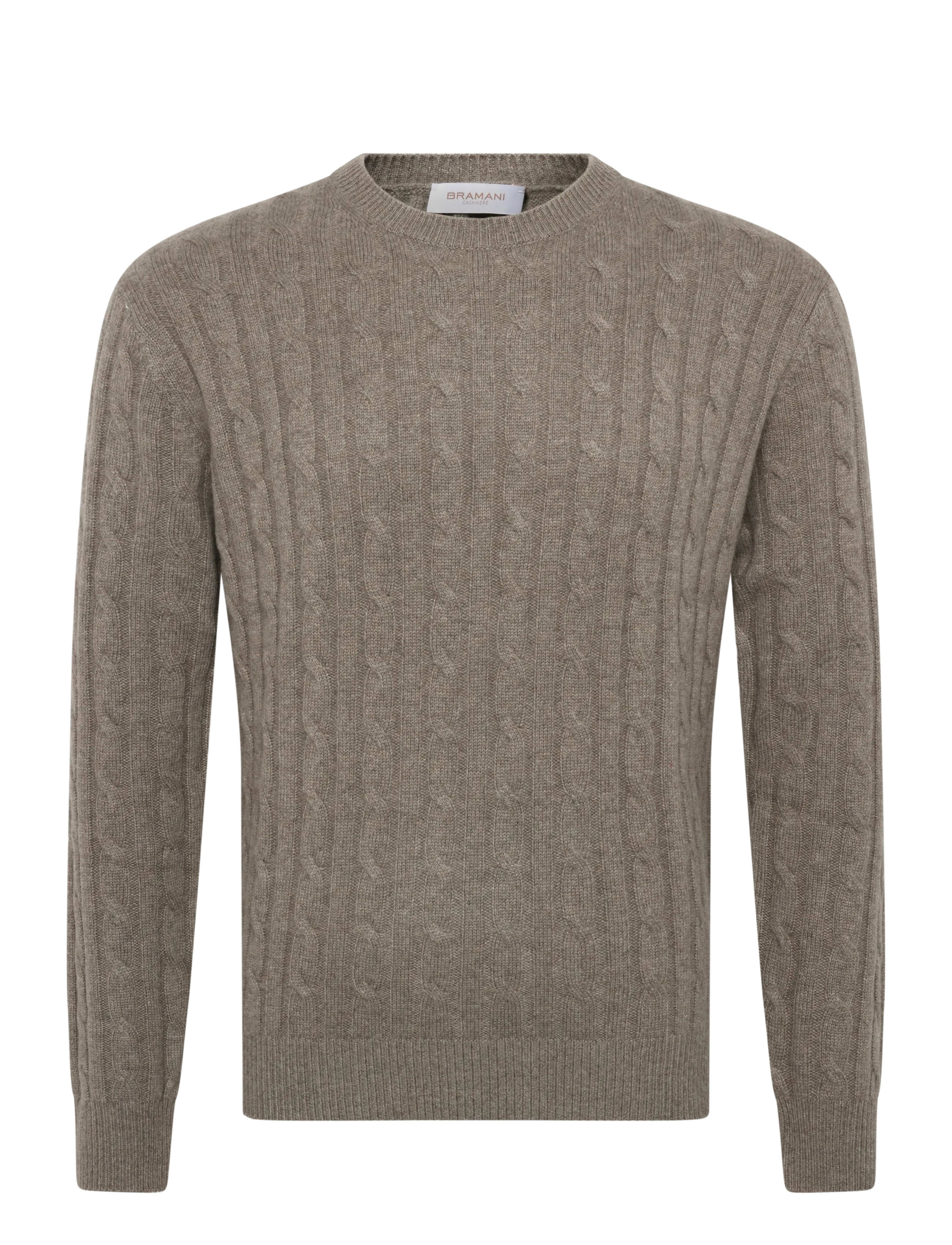 Bramani Cashmere ROUND NECK CABLE - Bramani Cashmere - TIMO / beige