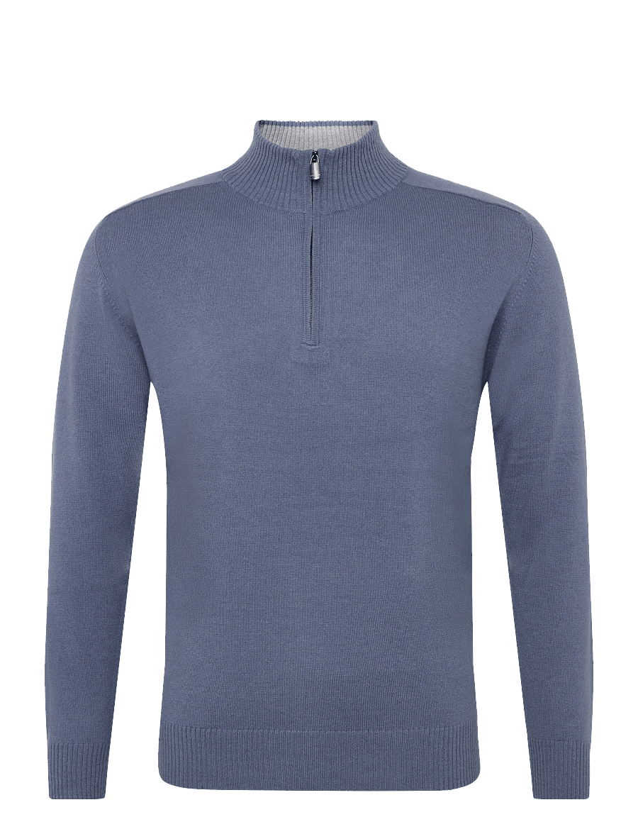 Bramani Cashmere - HALF ZIP CONTRAST - half zip-tröjor - avio/cemento - 0