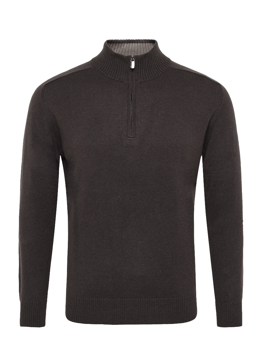 Bramani Cashmere - HALF ZIP CONTRAST - half zip-tröjor - caffe'/argilla - 0