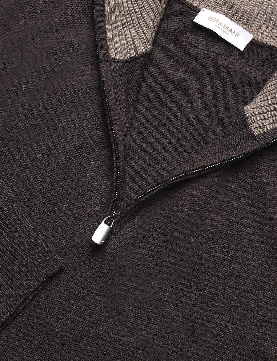 Bramani Cashmere - HALF ZIP CONTRAST - half zip-tröjor - caffe'/argilla - 2