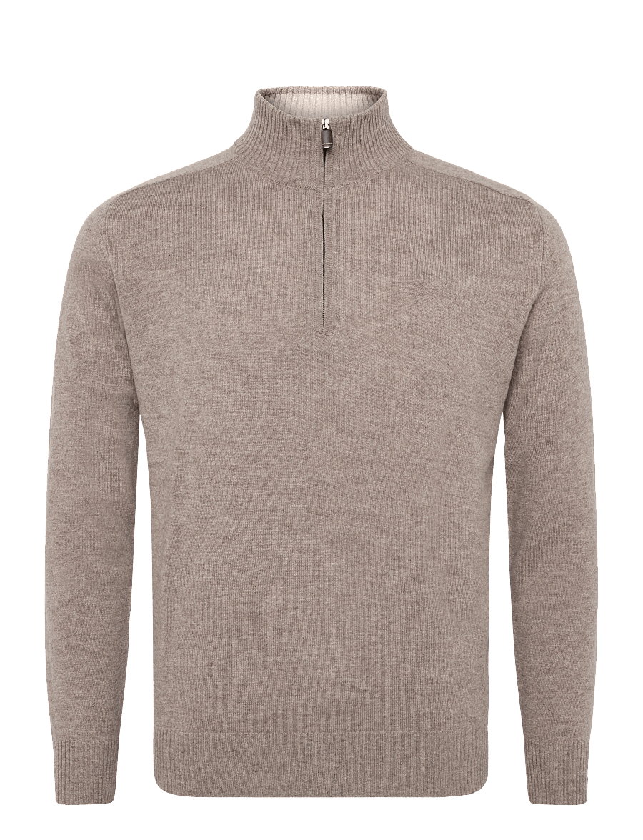 Bramani Cashmere - HALF ZIP CONTRAST - half zip-tröjor - naturale/sabbia - 0