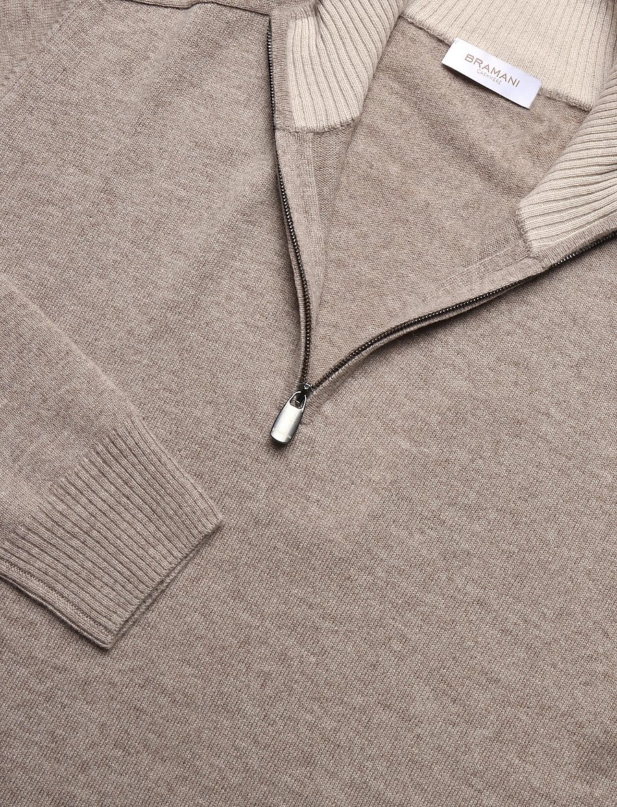 Bramani Cashmere - HALF ZIP CONTRAST - half zip-tröjor - naturale/sabbia - 2