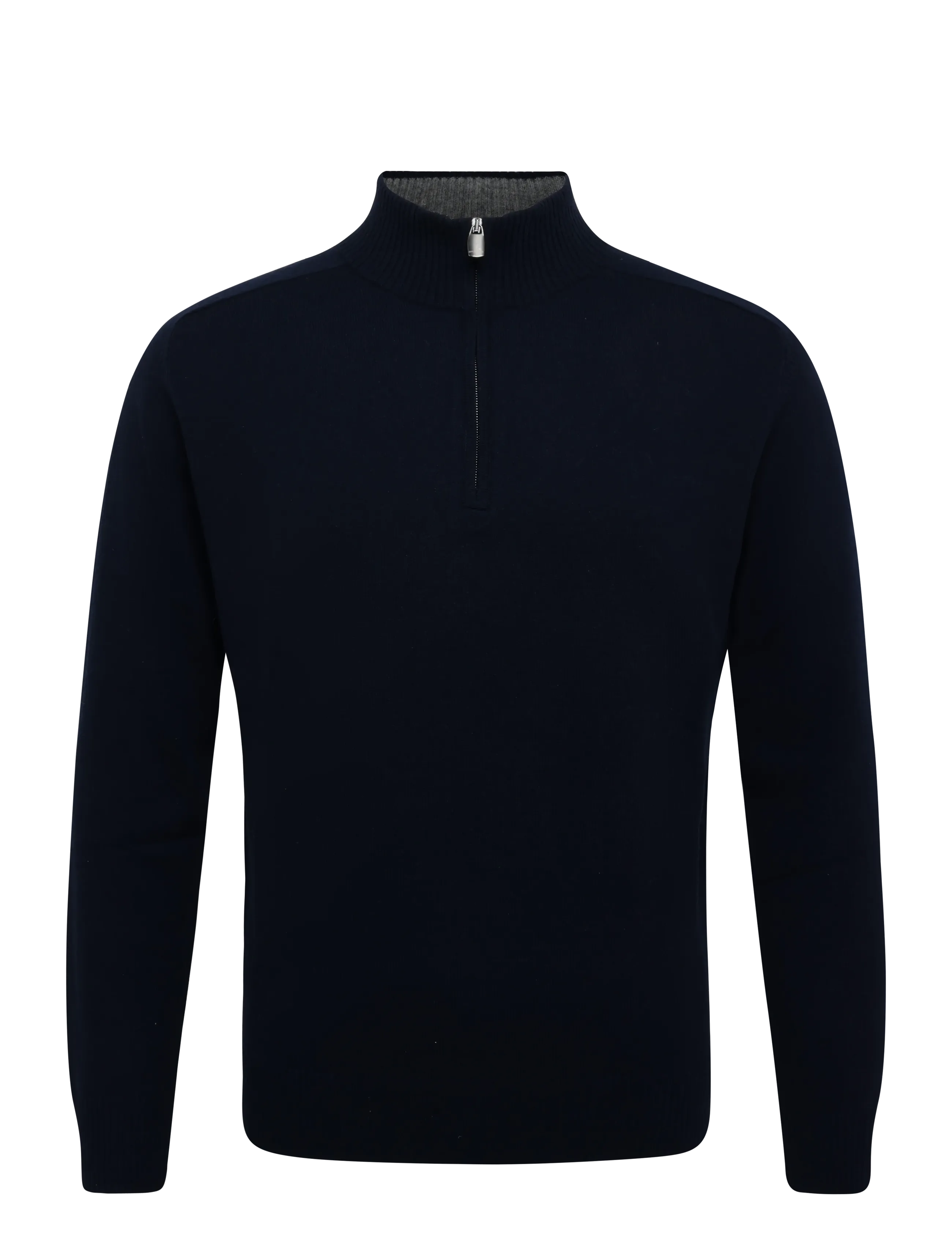 Bramani Cashmere Half Zip Contrast, Herren, Half Zip Pullover, Marineblau, Gr.S