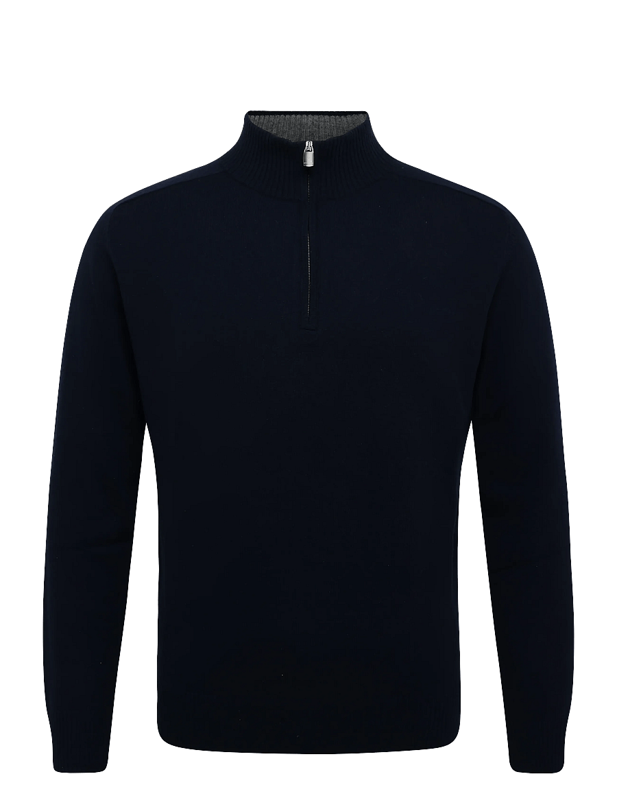 Bramani Cashmere - HALF ZIP CONTRAST - half zip-tröjor - navy/cenere - 0