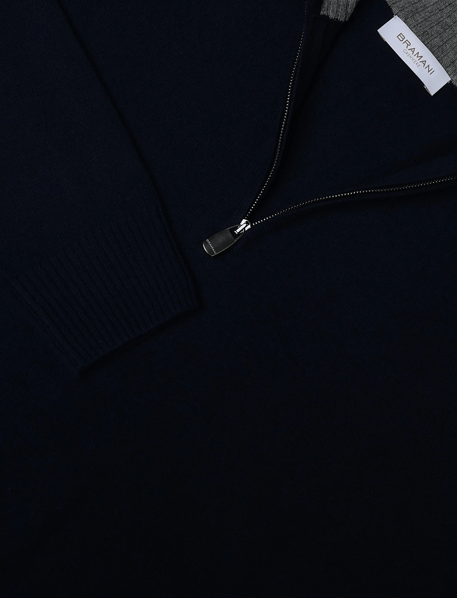 Bramani Cashmere - HALF ZIP CONTRAST - half zip-tröjor - navy/cenere - 2