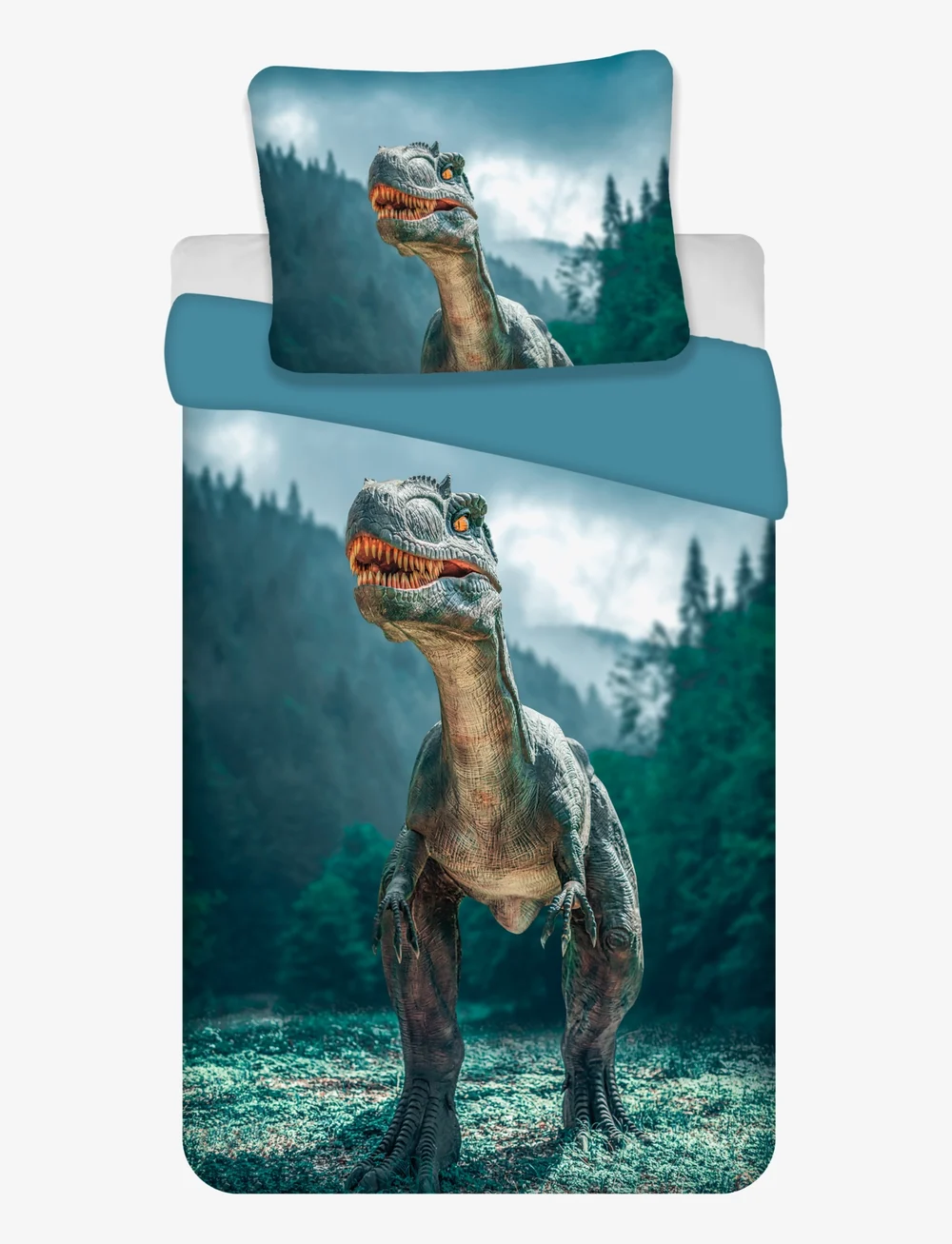 BrandMac - Bed linen NB 2314 Dino blue - 140x200, 60x63 cm - sengesæt - multi coloured - 0