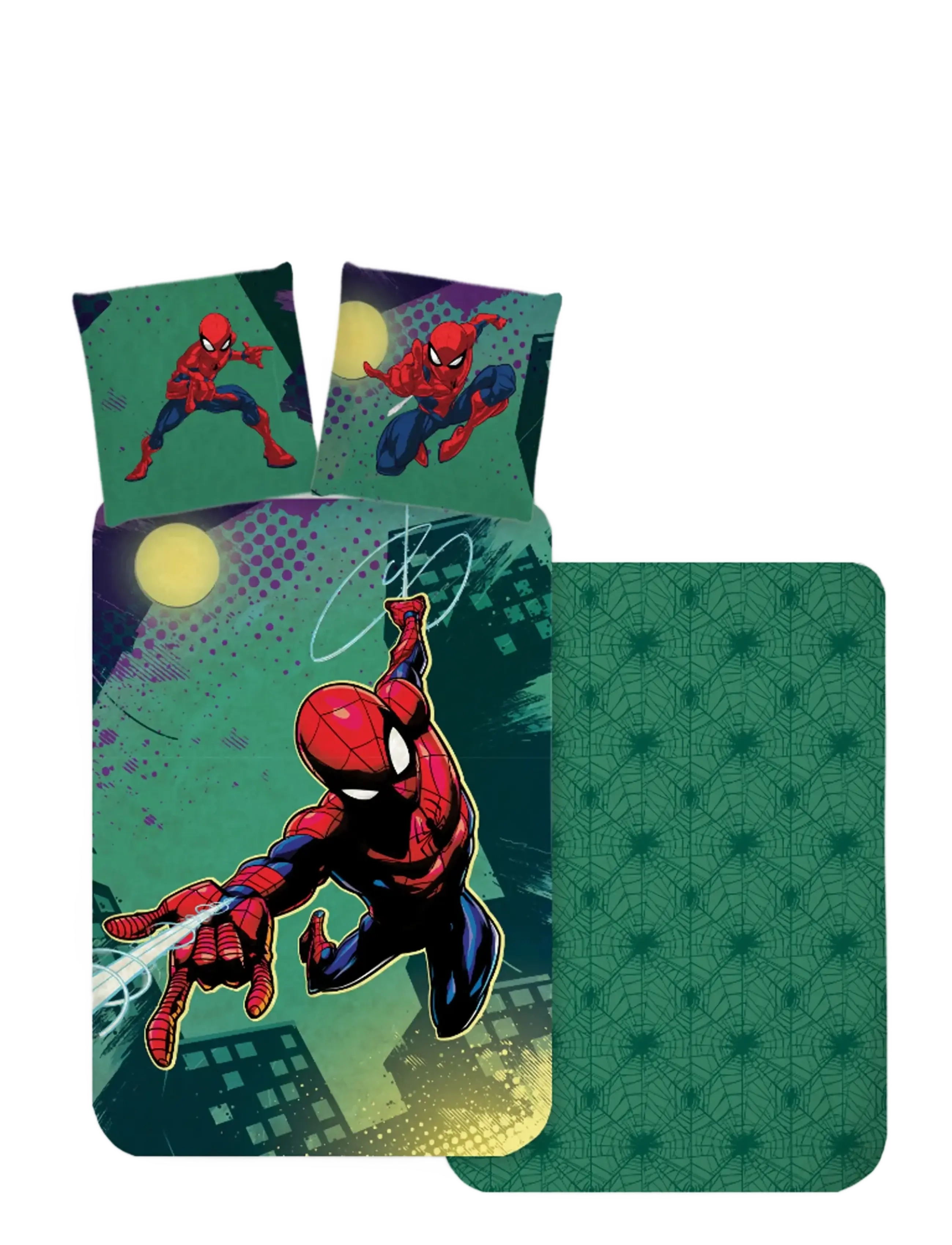 Spider-man Bed Linen Junior Spiderman 1926 100X140, 40X45 Cm, 100X140.40X45 cm, Sleep Time, Grün - Sets, Kinder