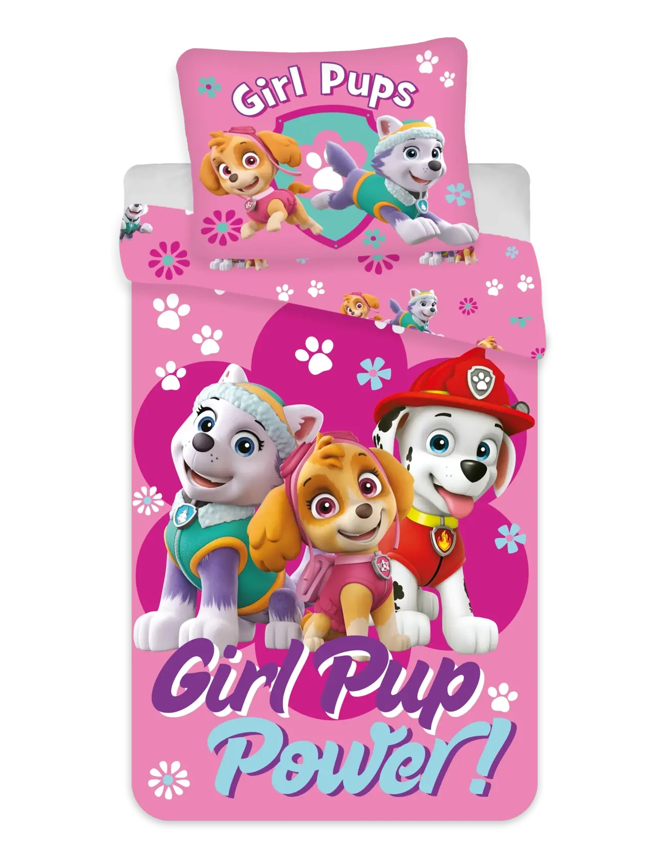Paw Patrol Bed Linen Junior Pp 1023 C 100X135, 40X60 Cm, Bed Lagen, Pink, Str: 100X135.40X60CM