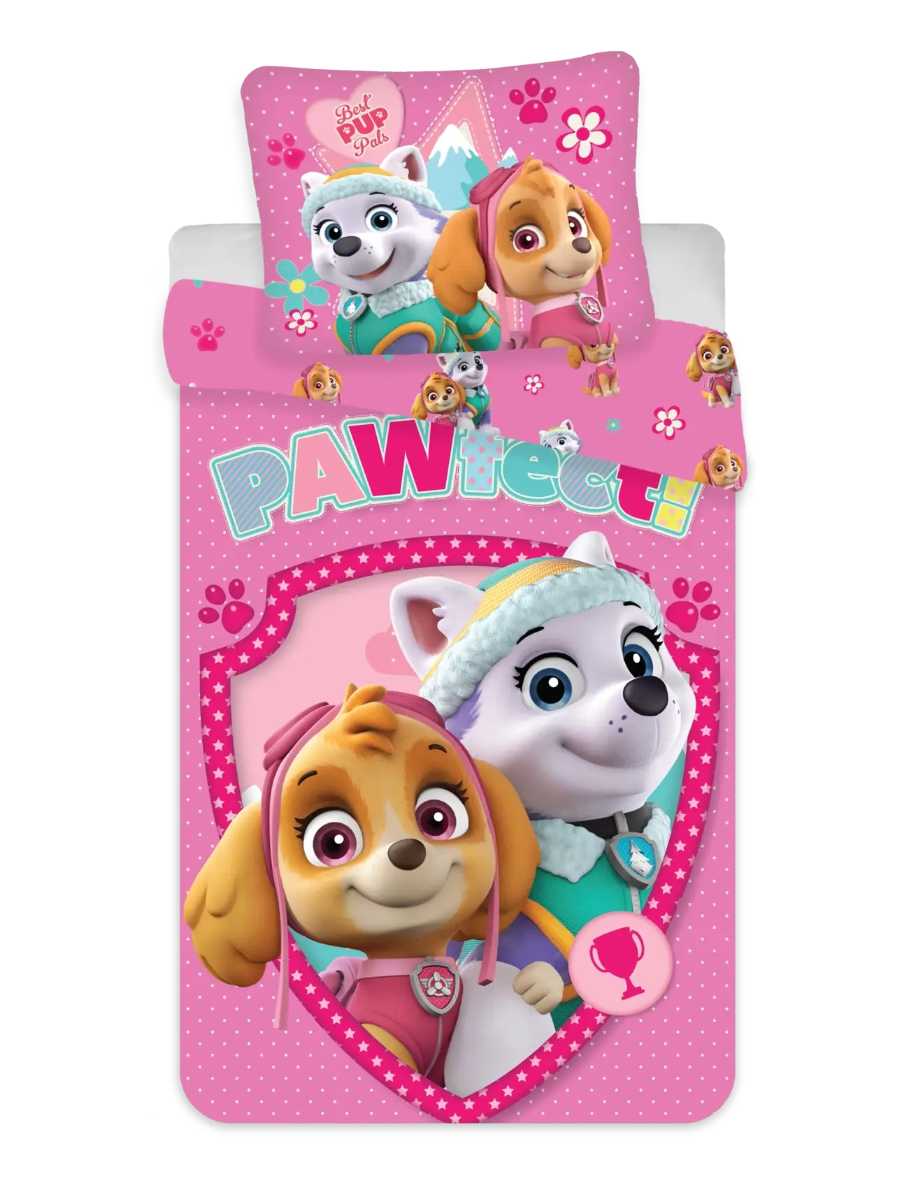 Paw Patrol Bed Linen Junior Pp 1052 100X140, 40X45 Cm, Bed Lagen, Pink, Str: 100X140.40X45CM
