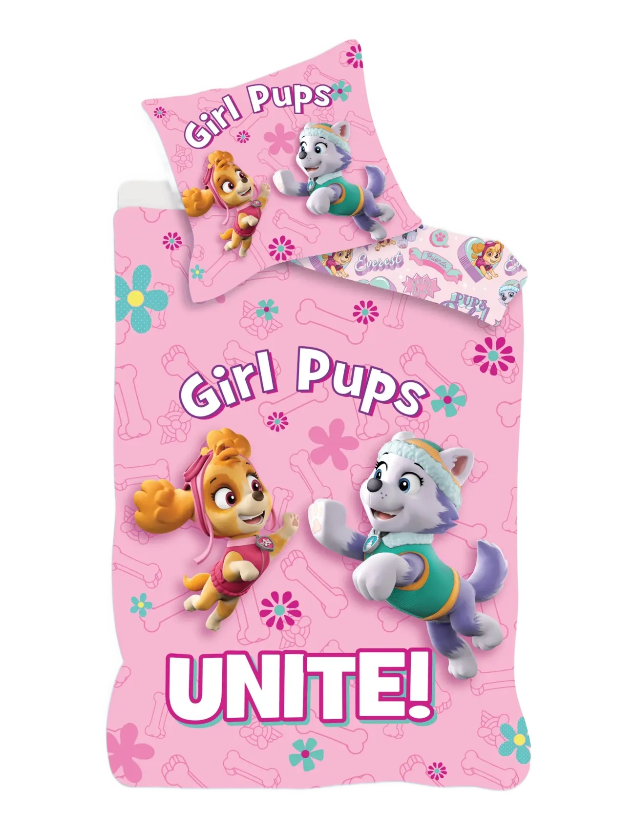 Paw Patrol Bed Linen Junior Paw Patrol Pp 1090, 100X135, 40X60 Cm, Bed Sæt, Pink, Str: 100X135.40X60