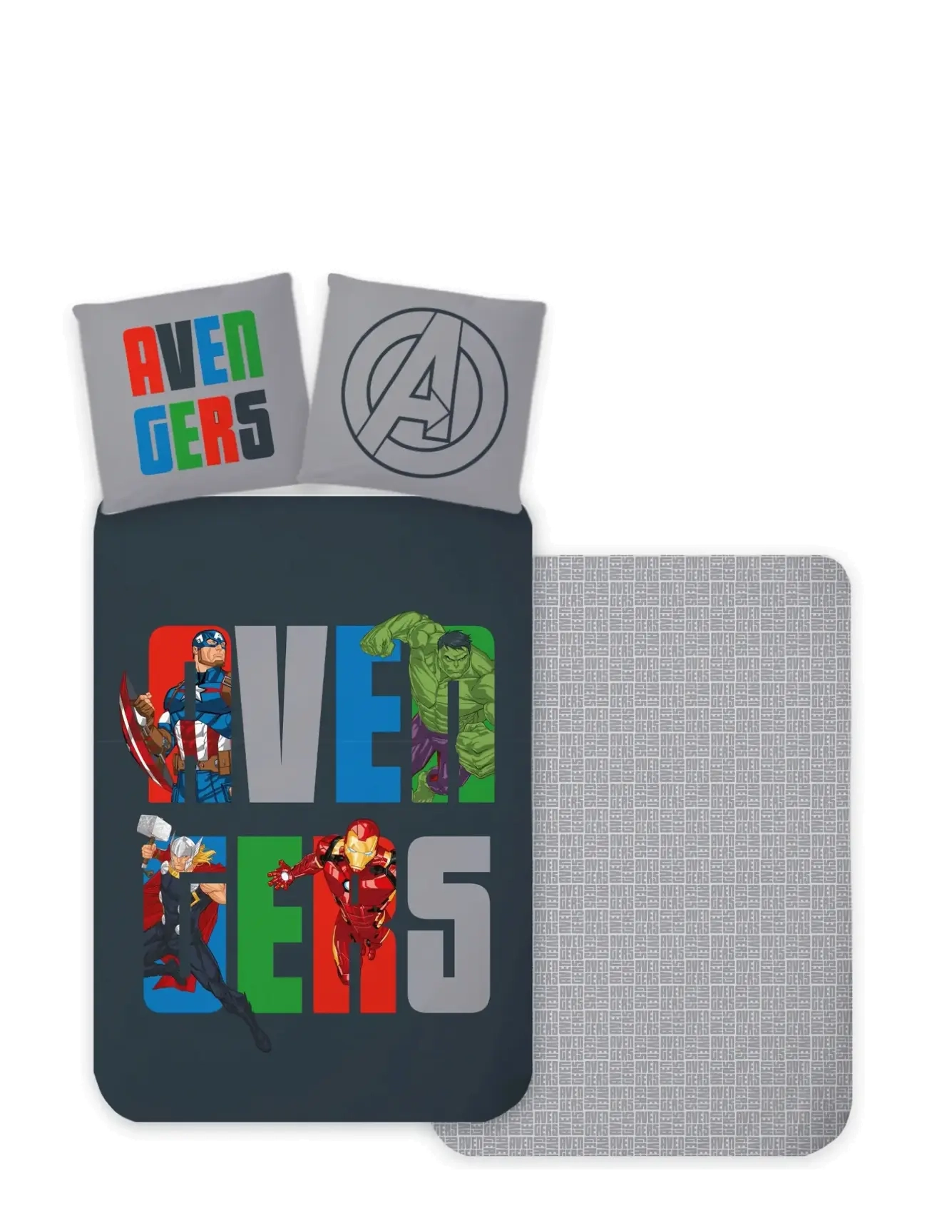 BrandMac Bed Linen Senior Avengers 4391 140X200, 60X63 Cm, Bed Lagen, Grå, Str: 140X200.60X63CM