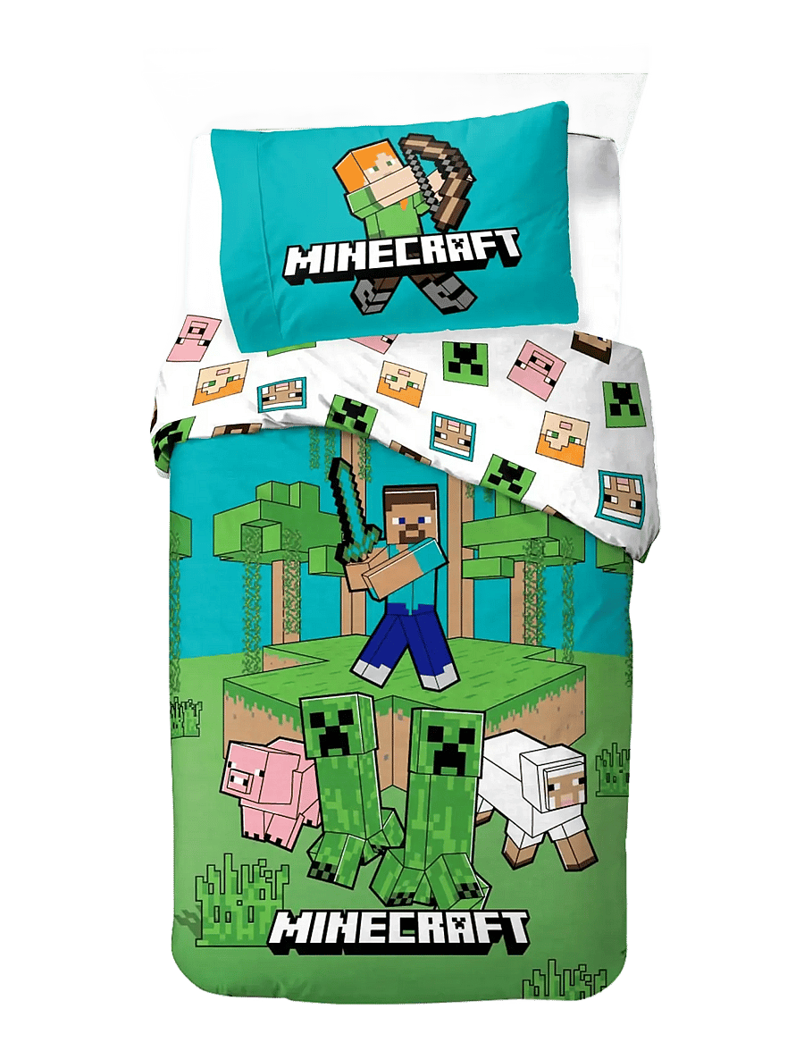 Minecraft - Bed linen Senior Minecraft Jungle explore - 140x200 60x63 cm - bettwäsche-set - multi coloured - 0