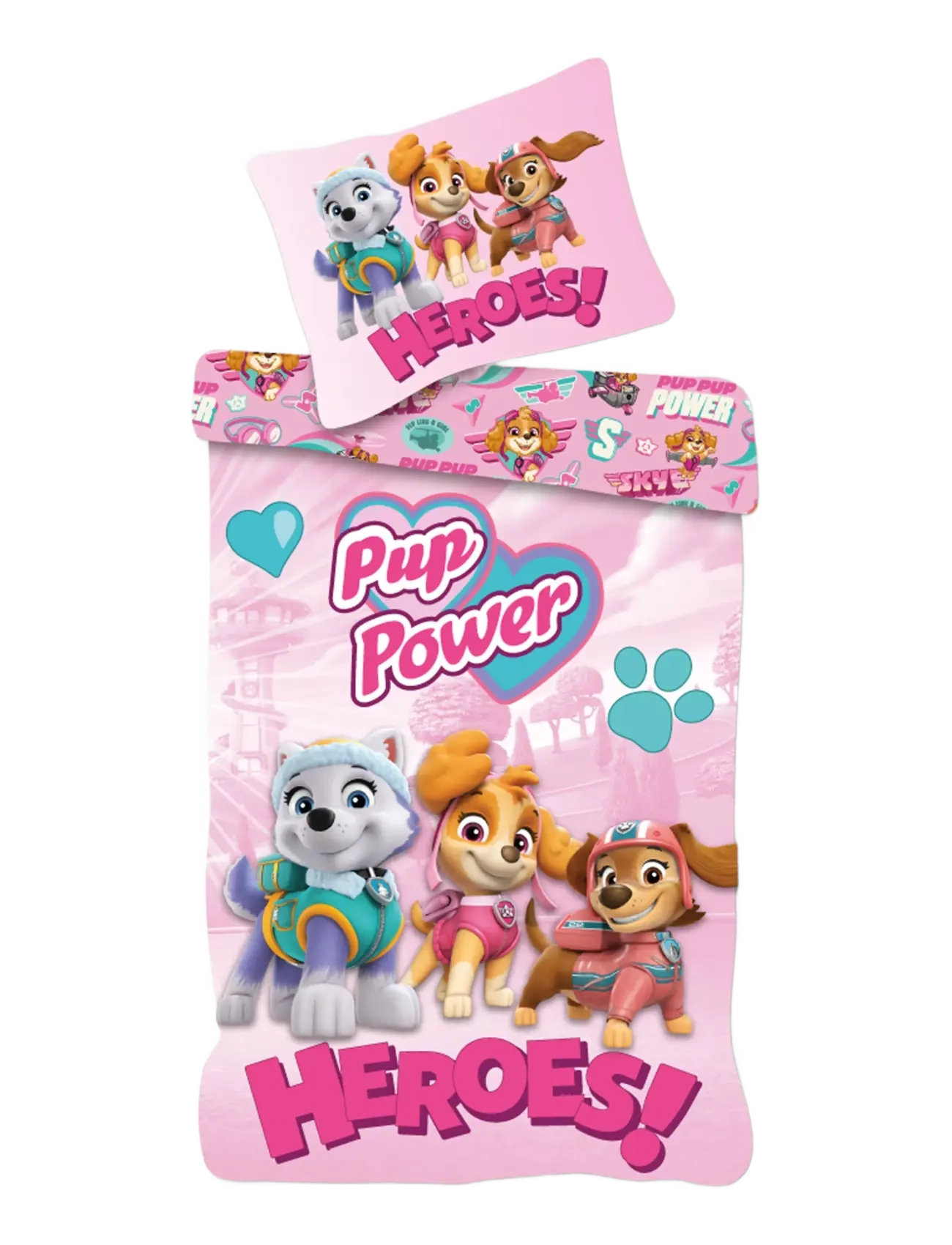 Paw Patrol Bed Linen Pp 1134 -140X200, 65X65 Cm, Bed Sæt, Pink, Str: 140X200.65X65CM