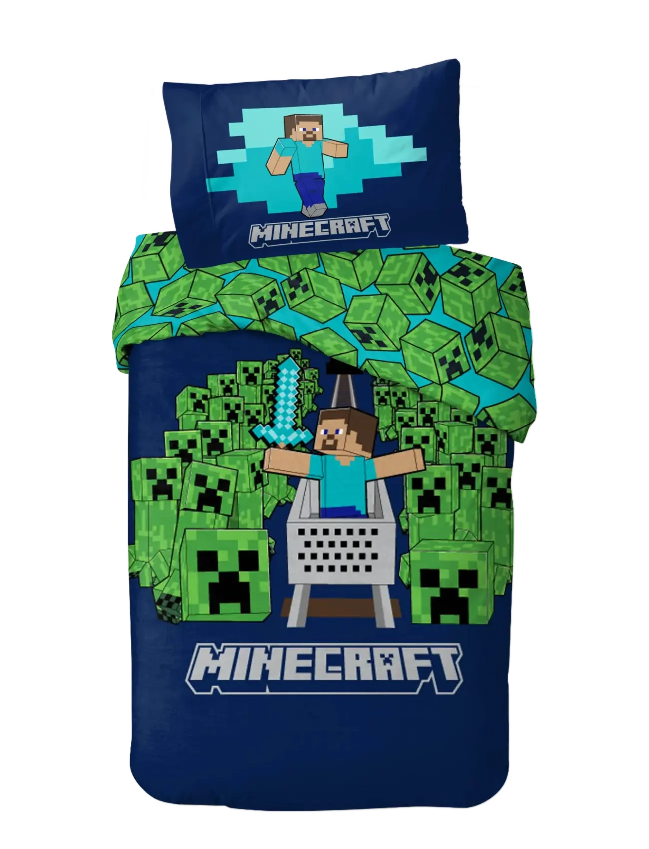 Minecraft Bed linen Minecraft Game over Creepers 140x200 60x63 cm - Kids home - MULTI COLOURED / navy