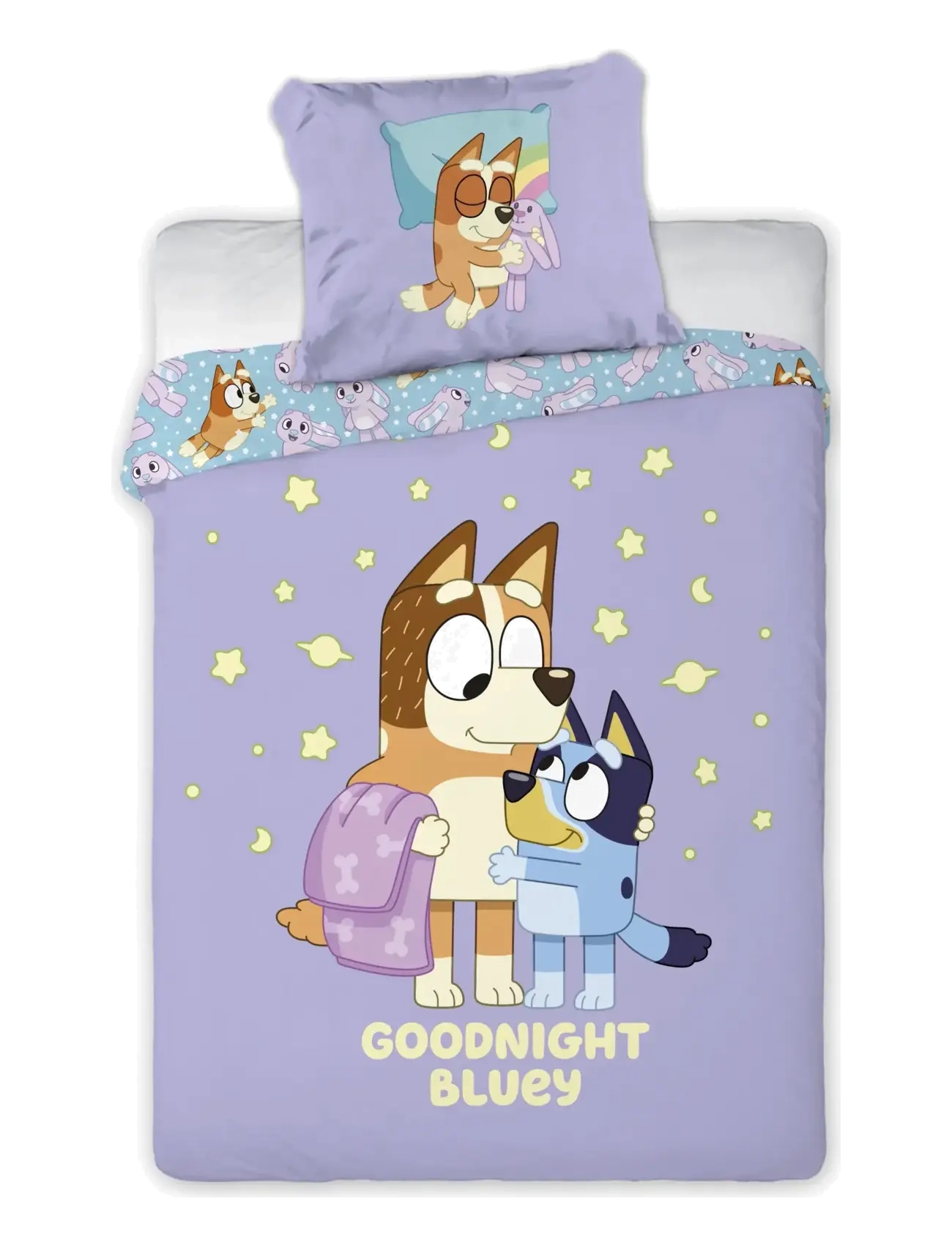 Bluey Bed Linen 009 140X200 60X63 Cm, 140X200;60X63 cm, Sleep Time, Lila - Sets, Kinder