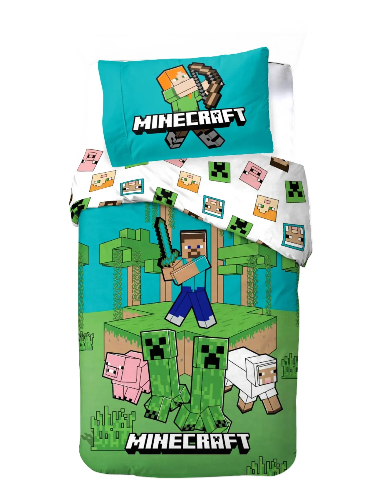 Minecraft Bed linen Minecraft Jungle explore - 150x210 50x60 cm - New Arrivals - MULTI COLOURED / green