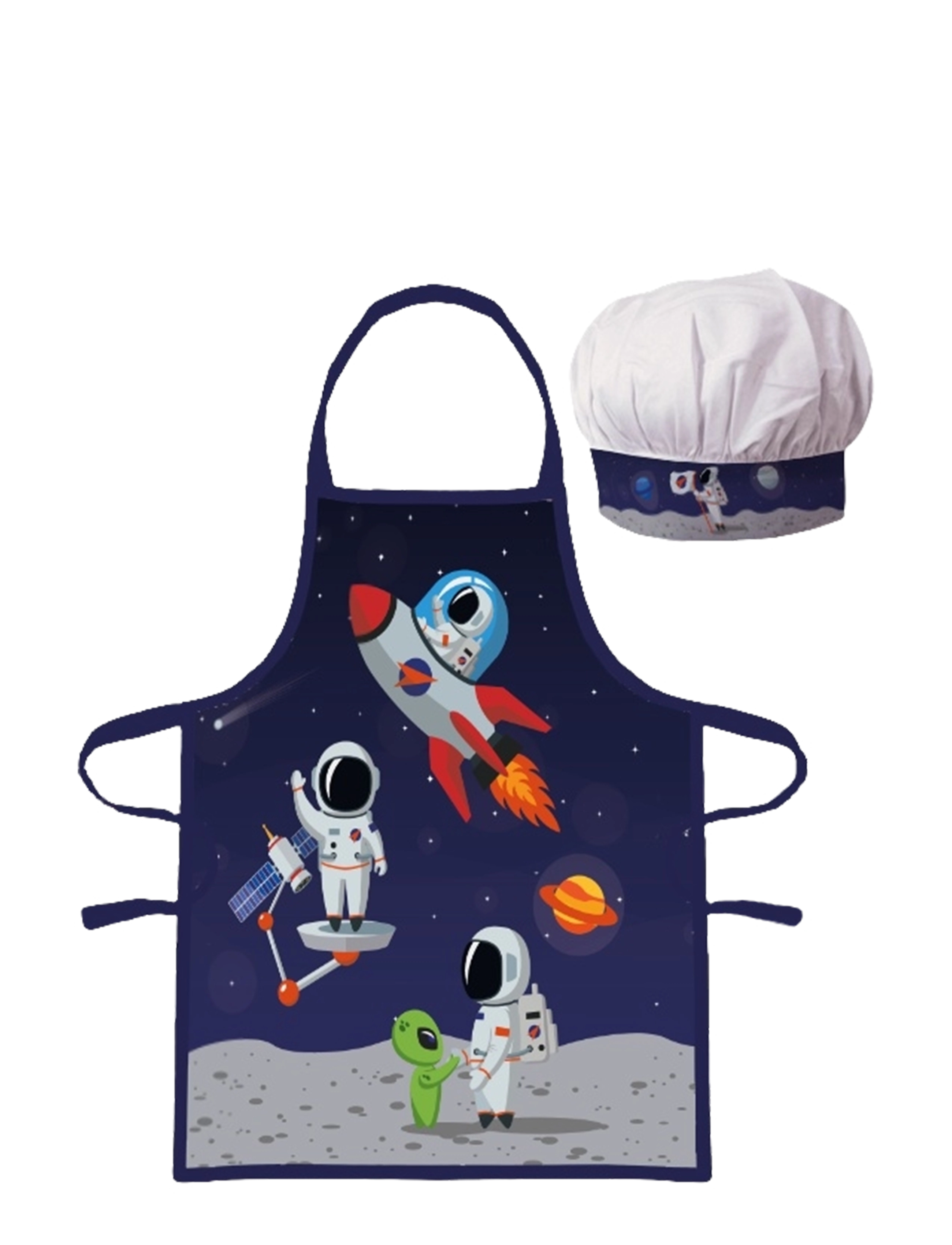 BrandMac Kids Apron + Hat Nb 023 Astronaut, One Size, Baking & Cooking, Mehrfarbig/gemustert - Aprons, Kinder