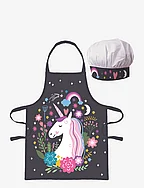 Kids apron + hat - NB 027 Unicorn grey - MULTI COLOURED