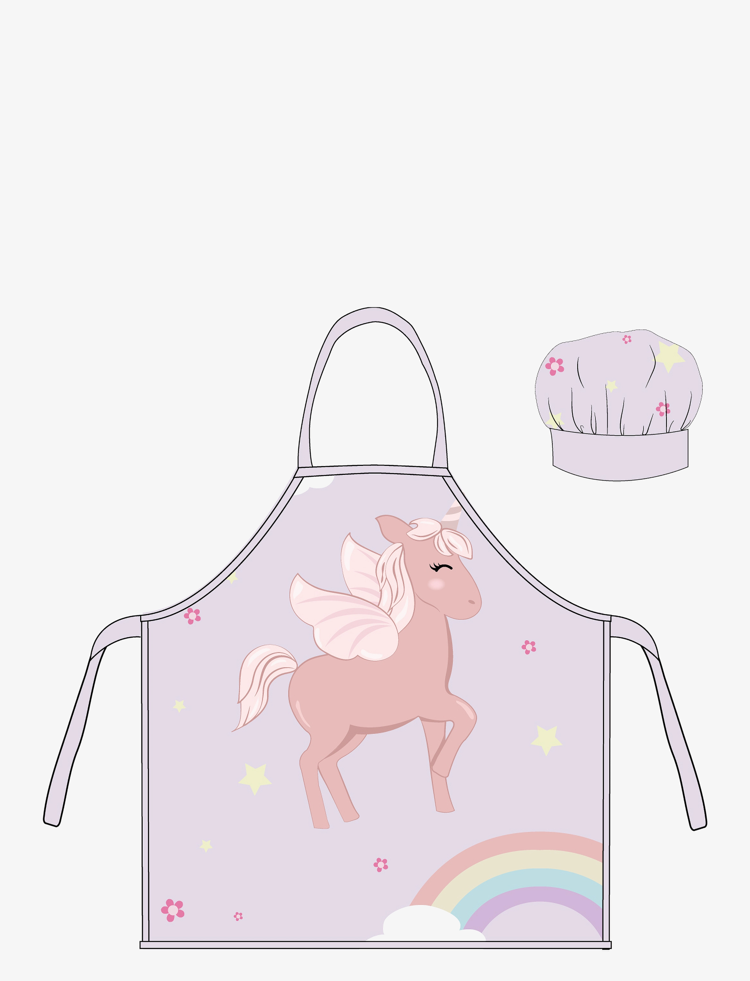 Kids apron + hat - NB 2011 Unicorn Rainbow - MULTI COLOURED