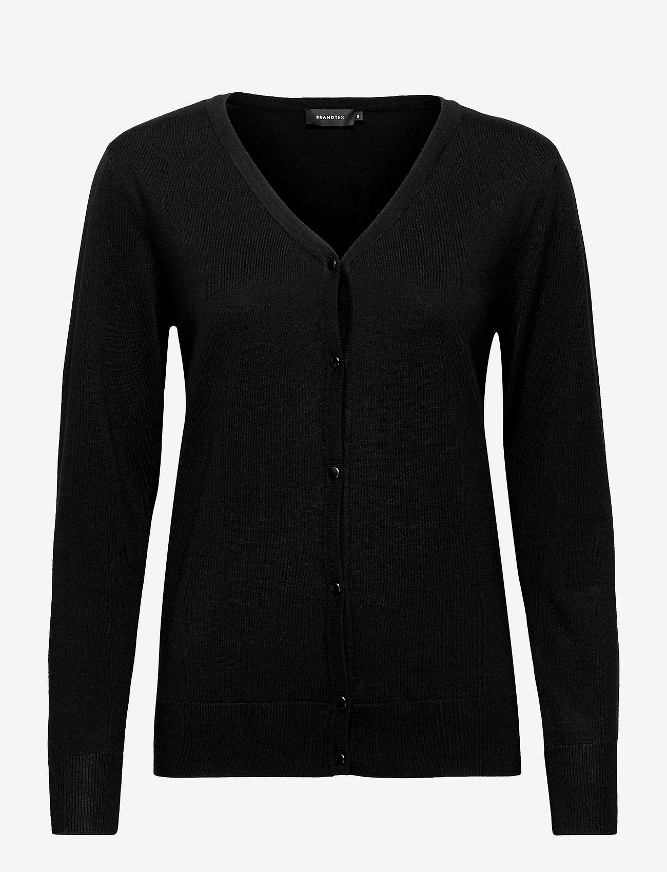 Brandtex - Knitted v-neck Cardigan - alhaisimmat hinnat - black - 0