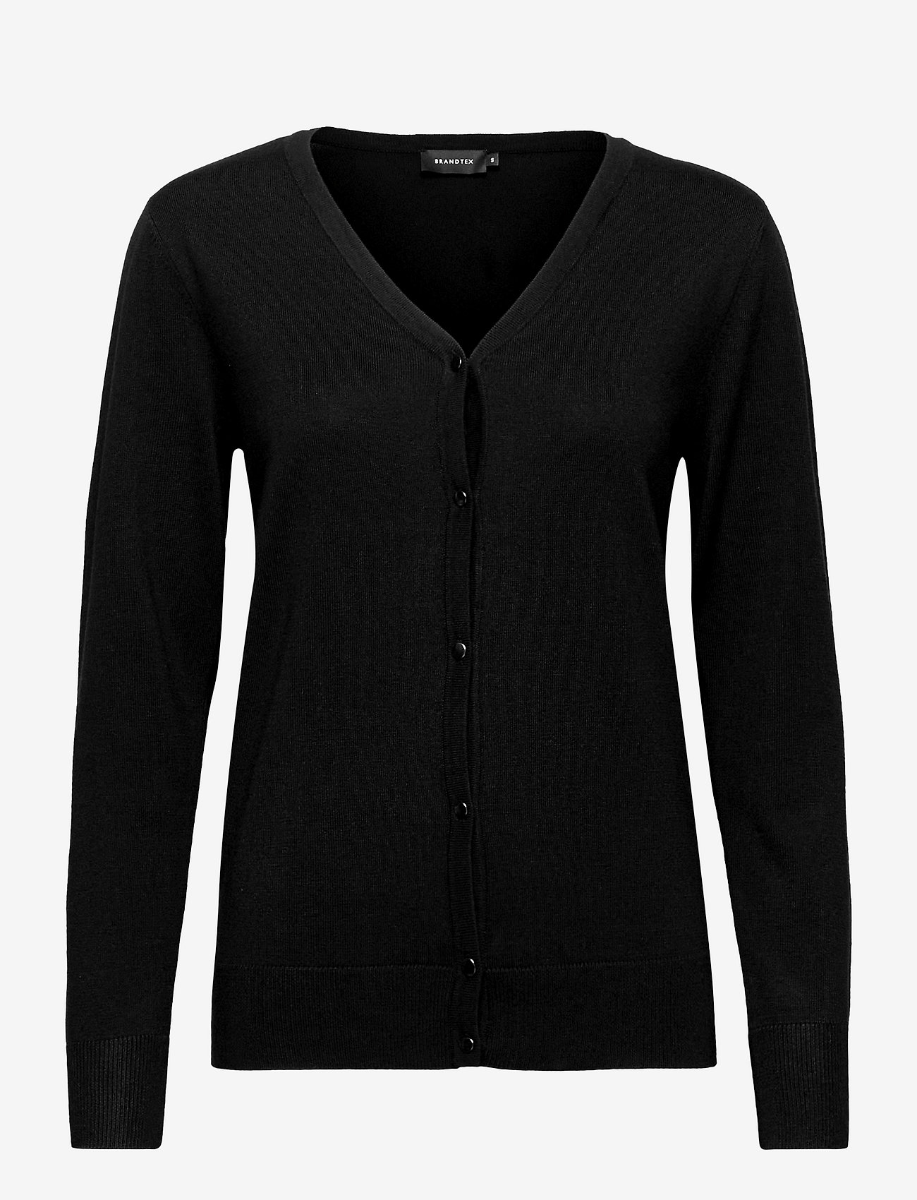 Brandtex - Knitted v-neck Cardigan - cardigans - black - 0