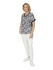 Brandtex - Blouse-woven - short-sleeved blouses - navy blue - 4