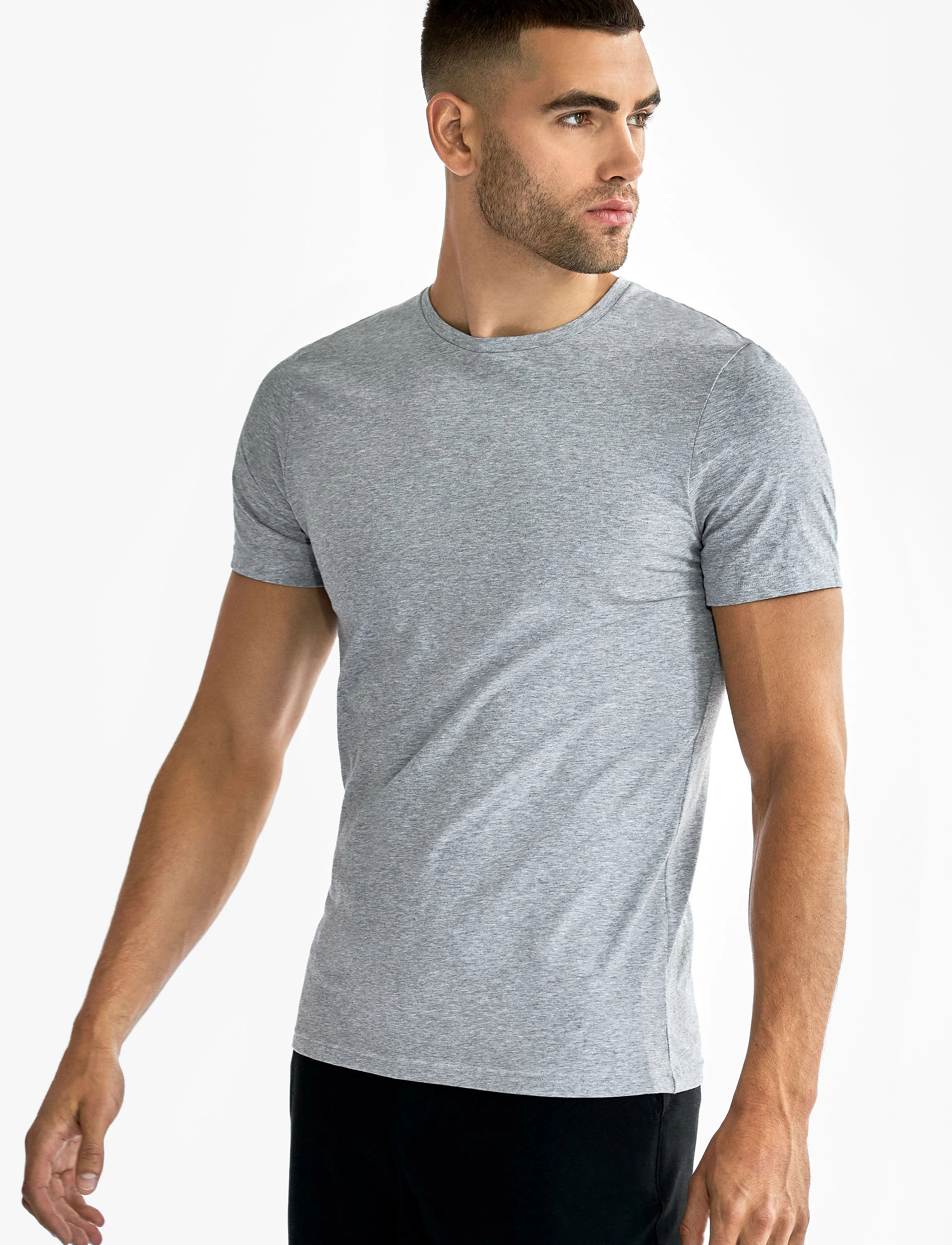 Bread & Boxers - Crew-Neck Slim - kortärmade t-shirts - grey melange - 3