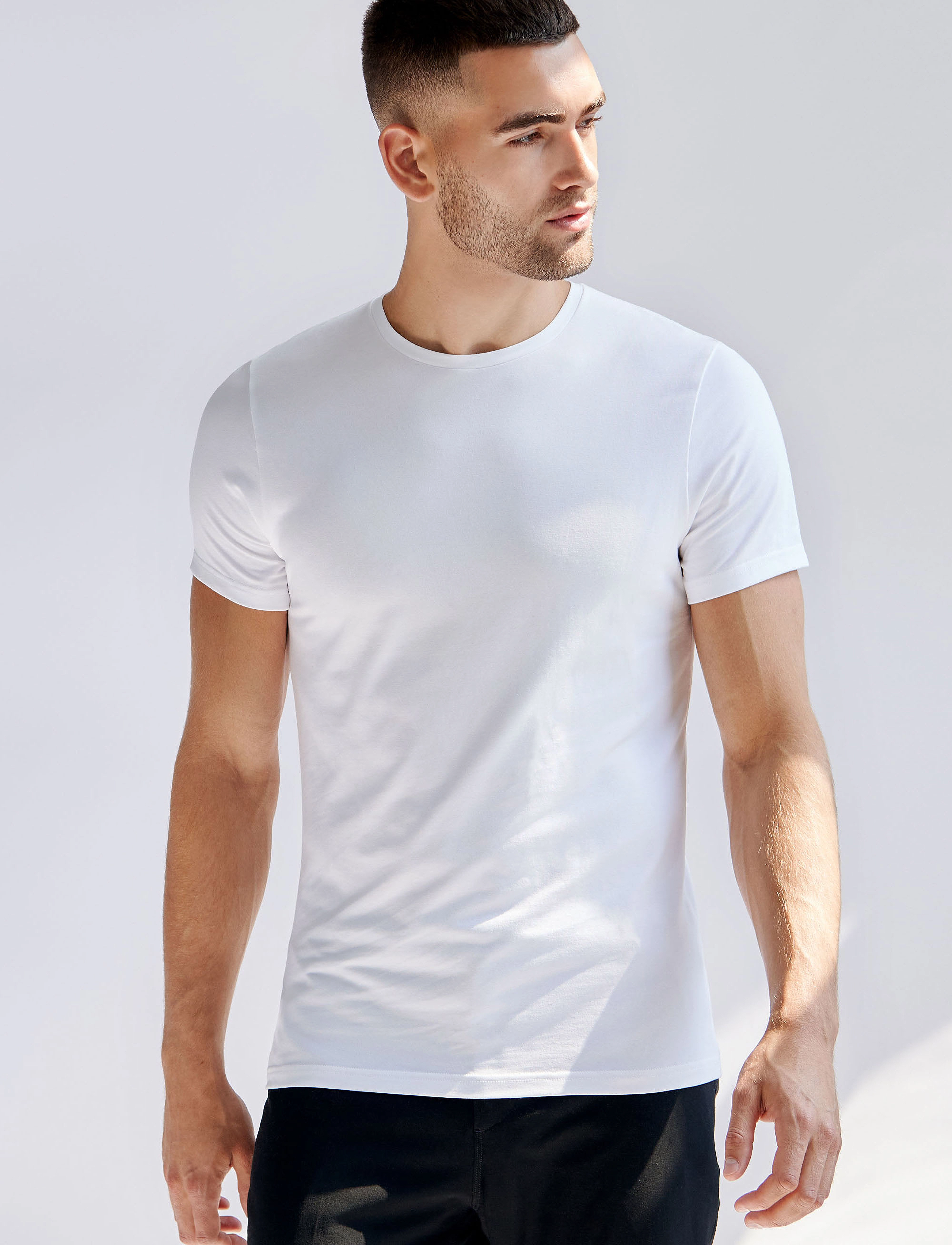 Bread & Boxers Crew-Neck Slim, XL, White, T-Shirts > Kortærmede, Herre