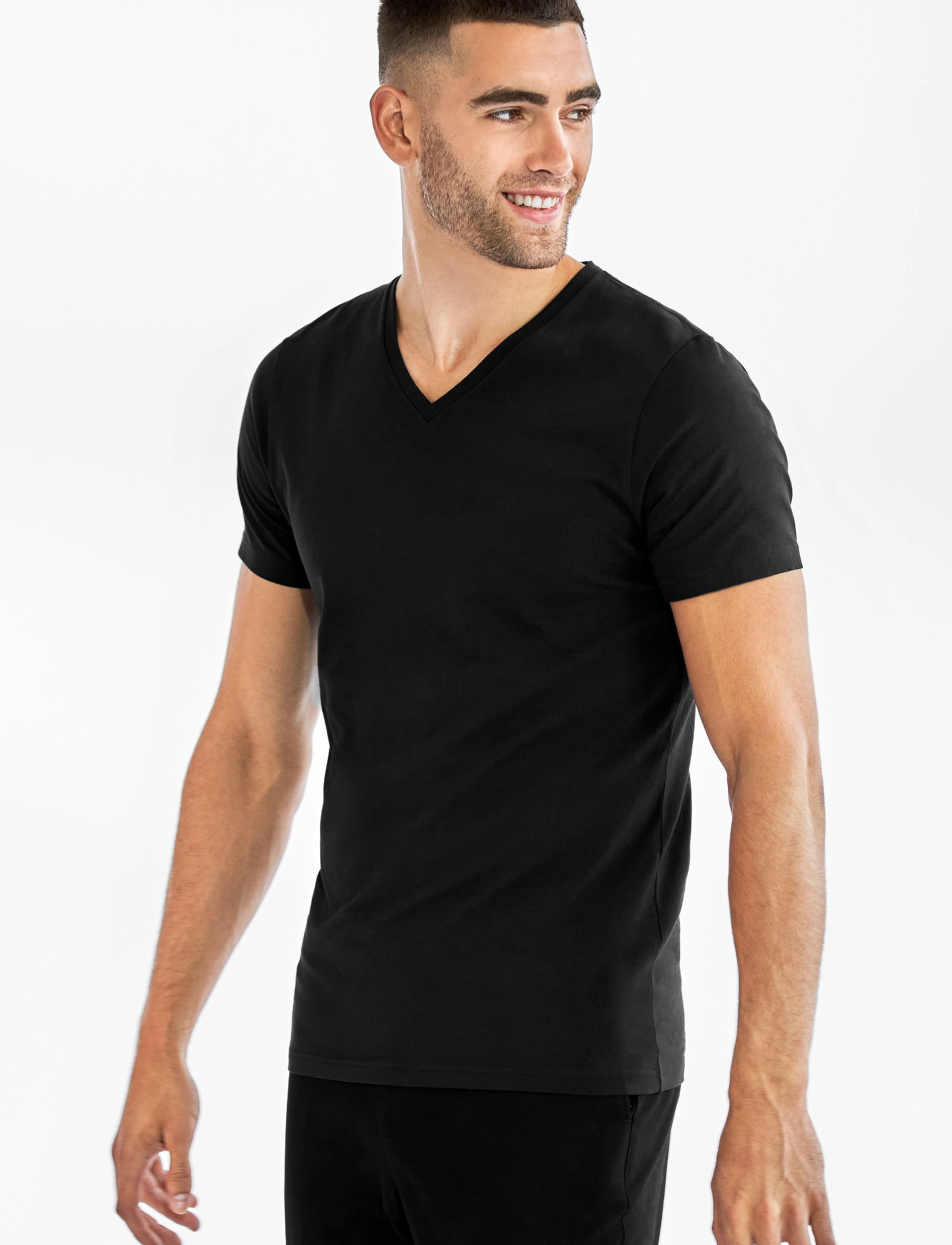 Bread & Boxers - V-Neck T-shirt - t-shirts med v-hals - black - 3