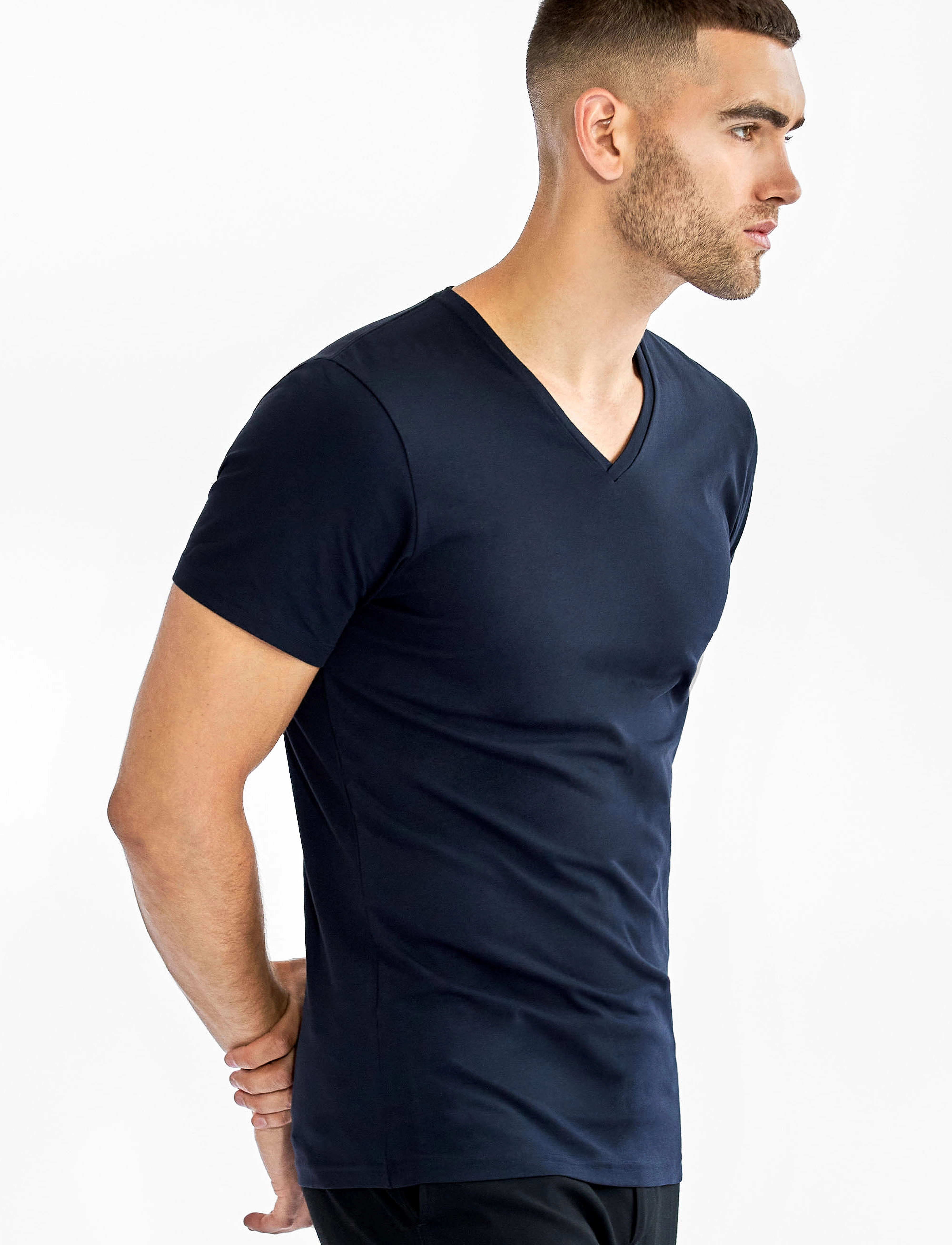 Bread & Boxers - V-Neck T-shirt - t-shirts mit v-ausschnitt - dark navy - 3