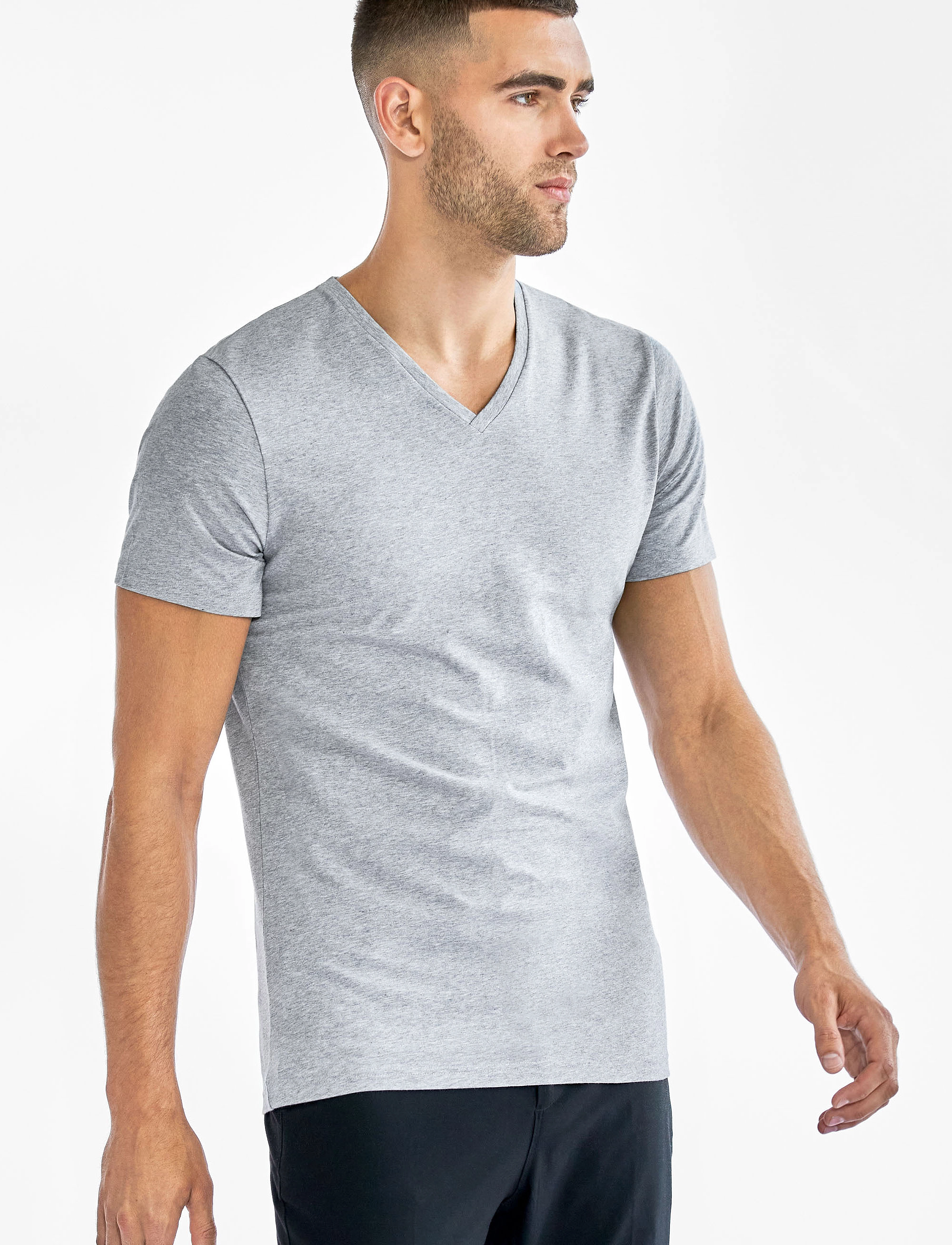 Bread & Boxers - V-Neck T-shirt - t-shirts mit v-ausschnitt - grey melange - 3