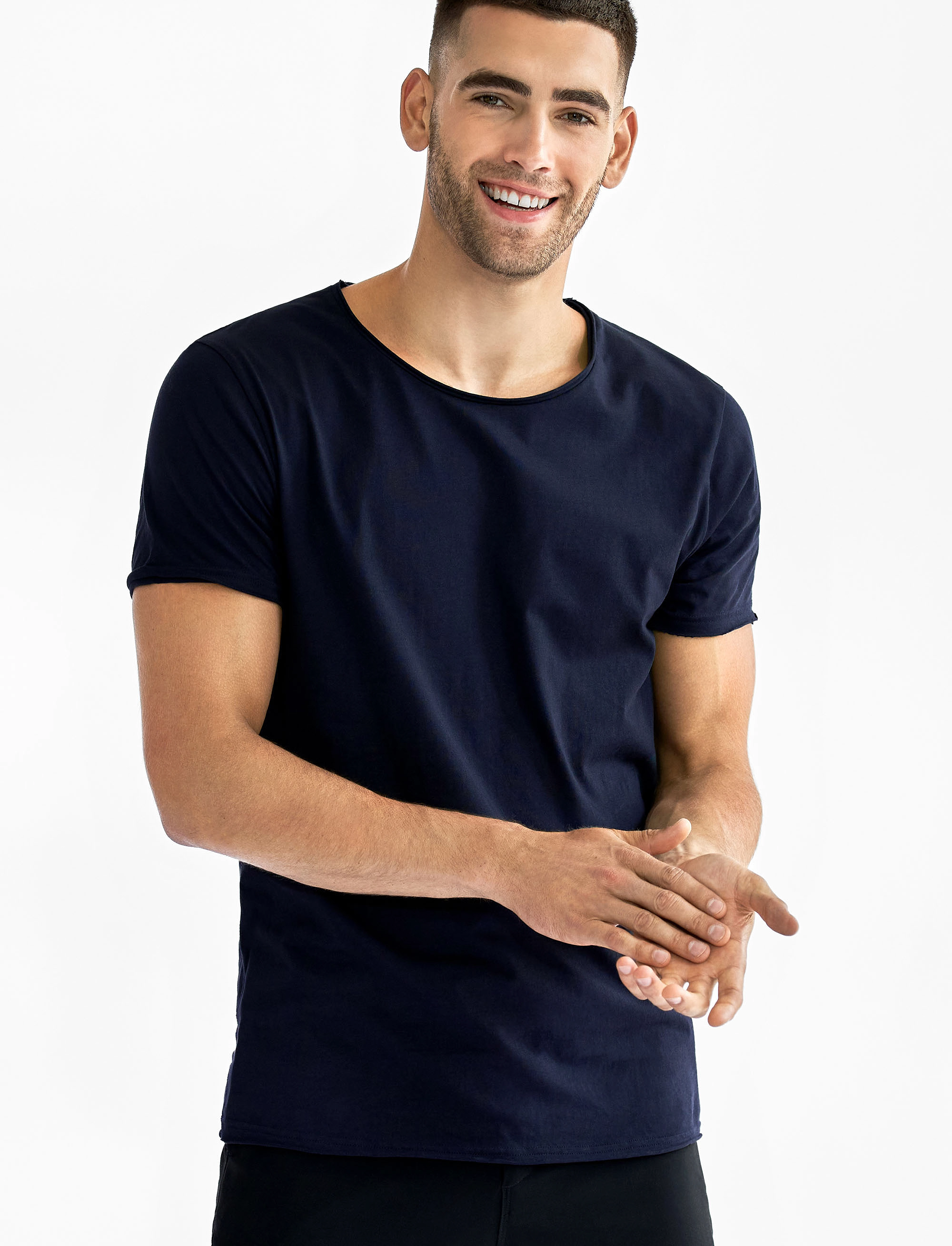 Bread & Boxers Crew-Neck Relaxed T-Shirt, L, Navy, T-Shirts > Kortærmede, Herre