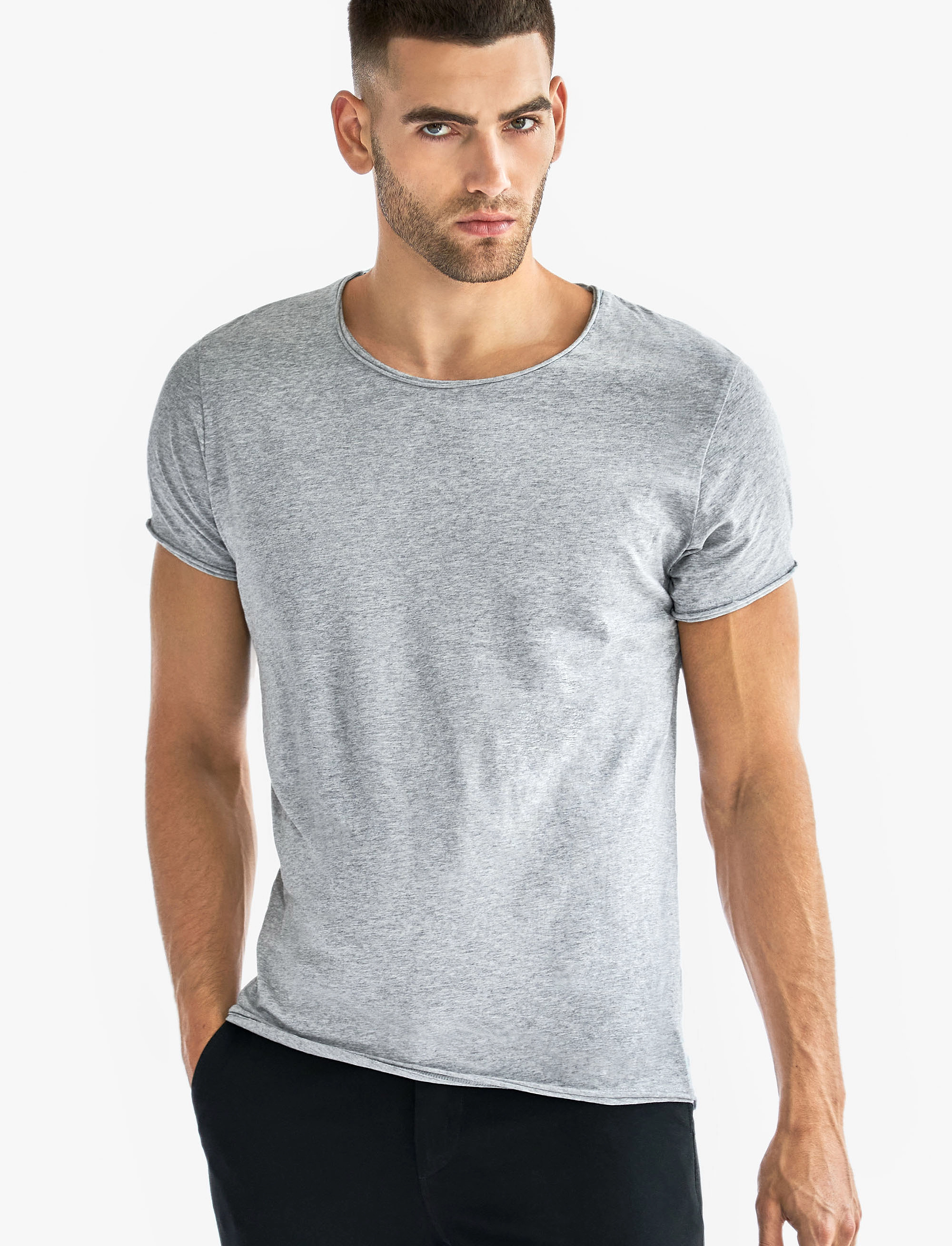 Bread & Boxers Crew-Neck Relaxed T-Shirt, Mænd, Rundhals Afslappet T-shirt, Grå, Str: L