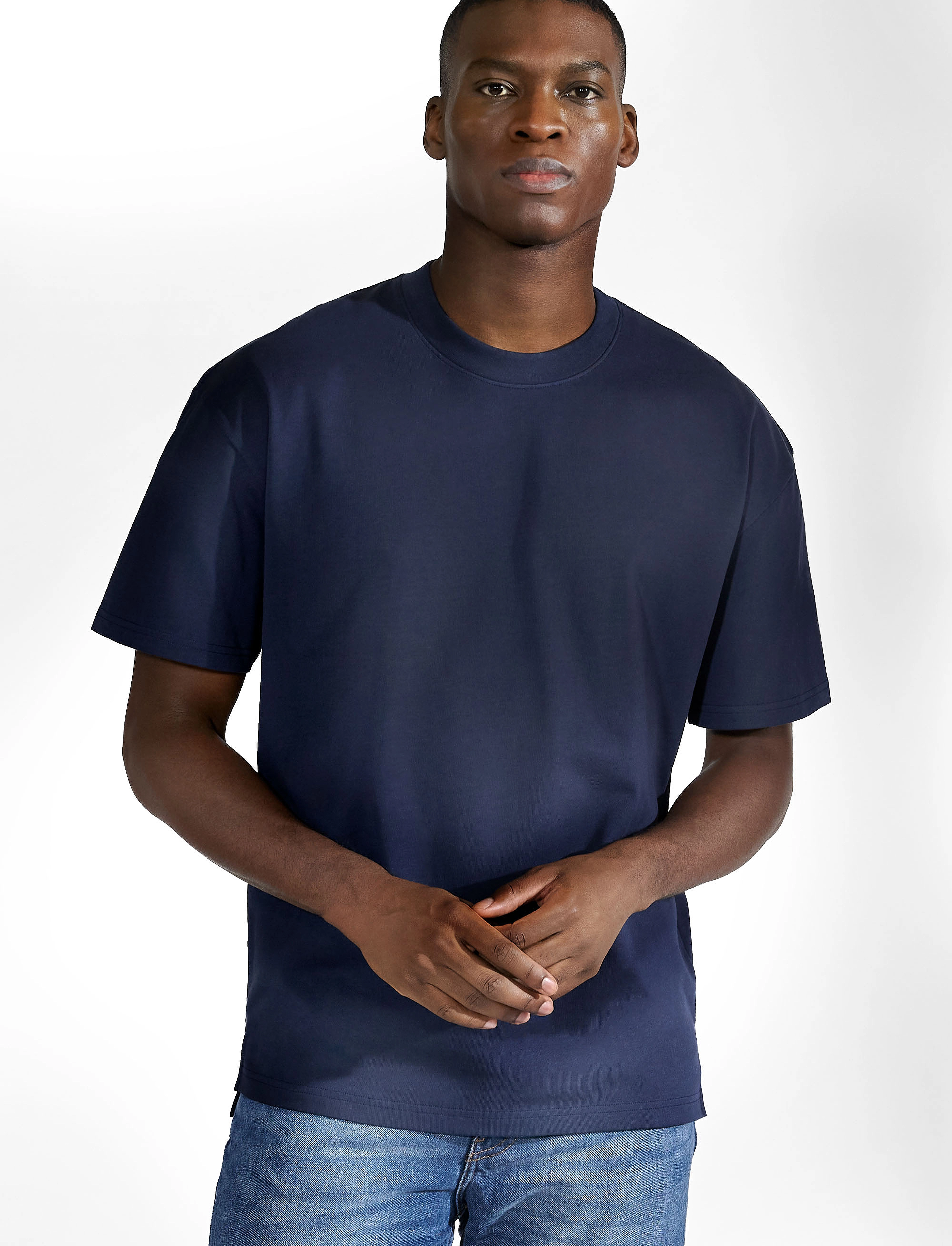 Bread & Boxers Heavy Tee, Mænd, Afslappet T-shirt, Navy, Str: XS