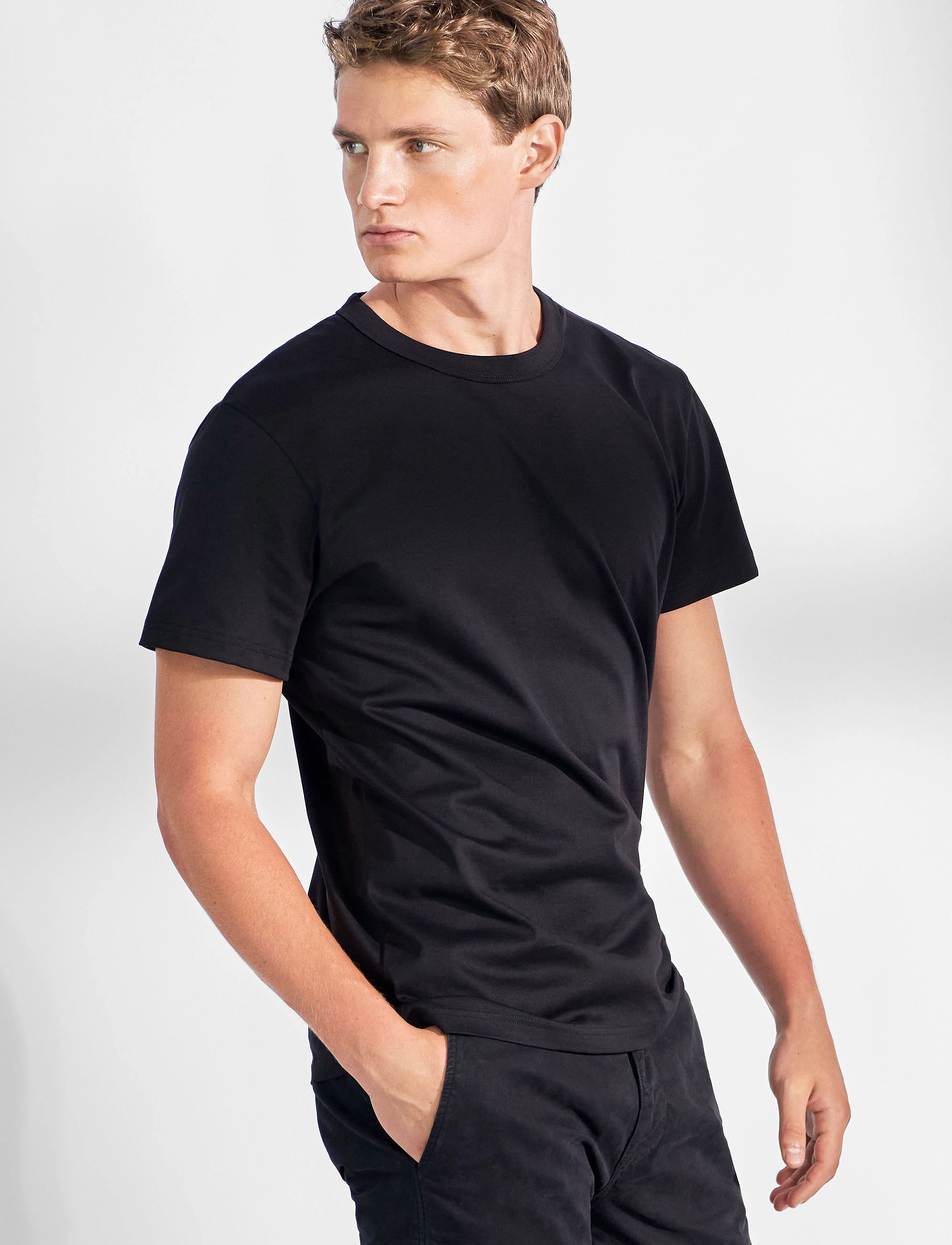 Bread & Boxers - Crew Neck Pima - basic t-shirts - black - 4