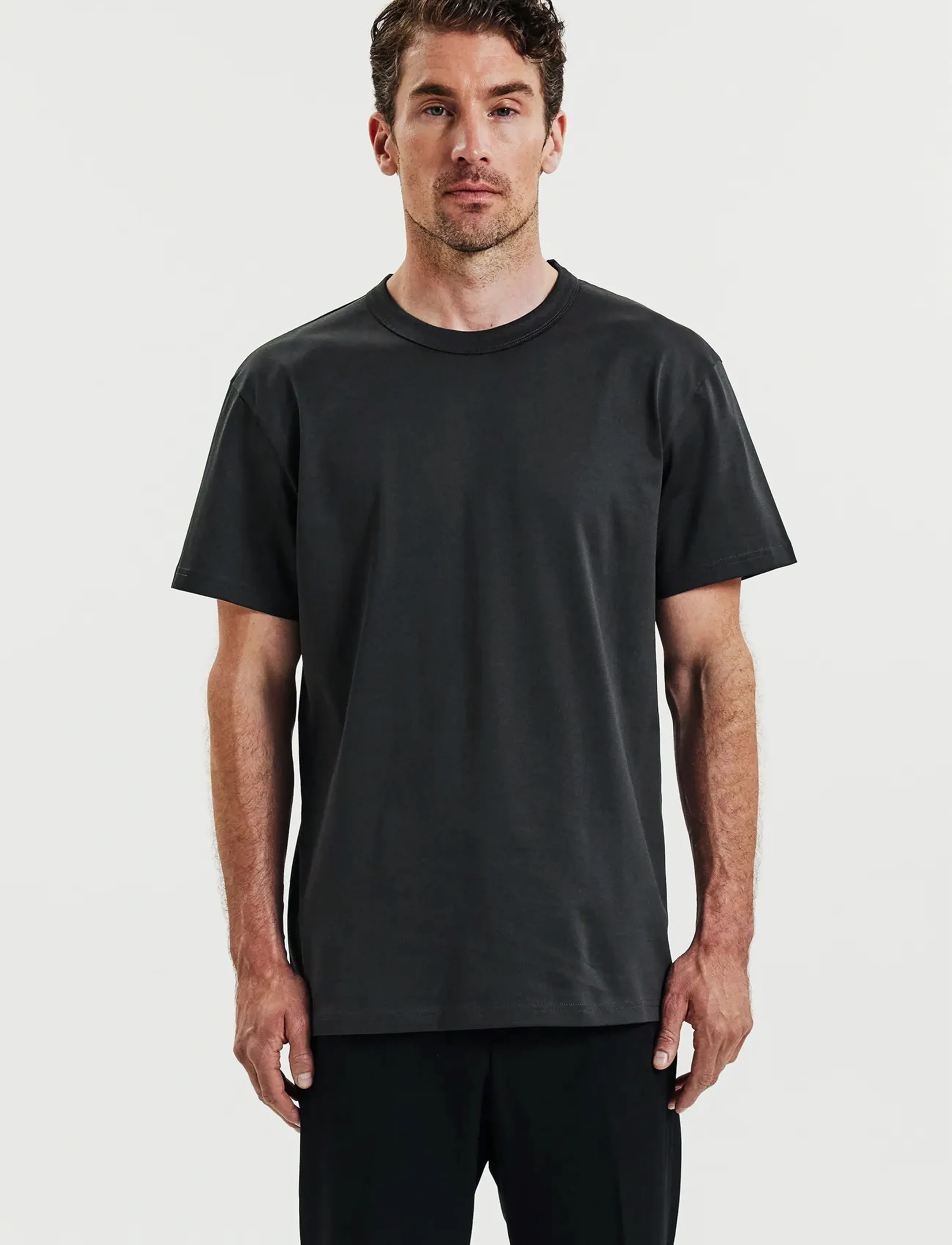 Bread & Boxers Crew Neck Pima, Mænd, Rund Hals T-Shirt, Brun, Str: S