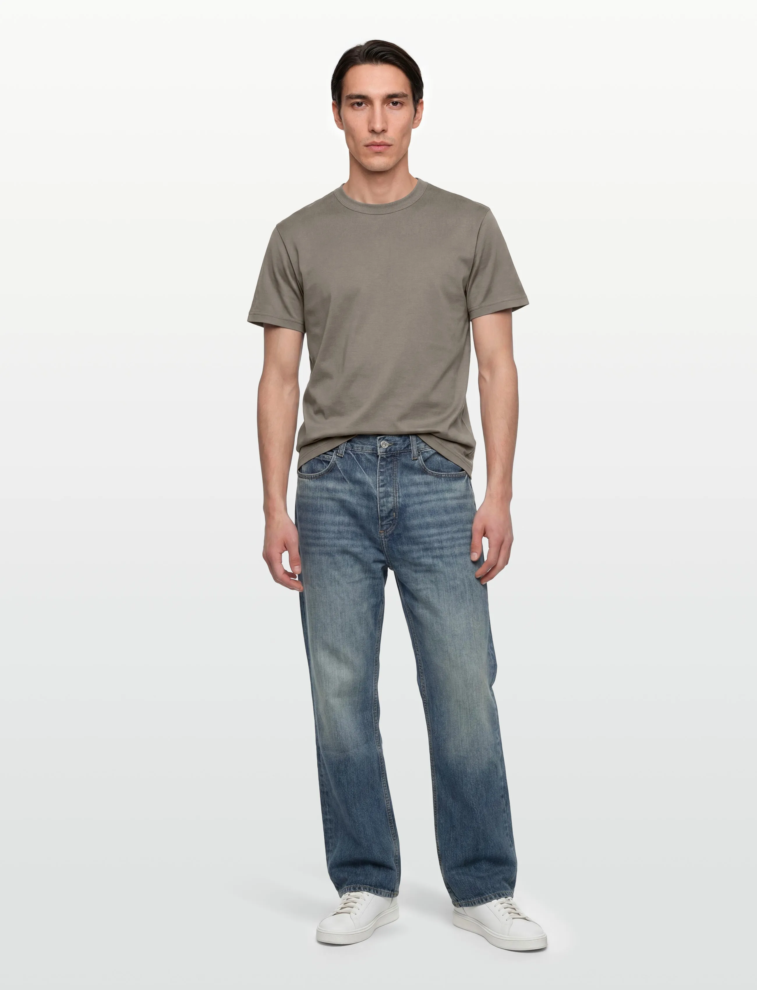 Bread & Boxers Crew Neck Pima, Mænd, Rund Hals T-Shirt, Grå, Str: L