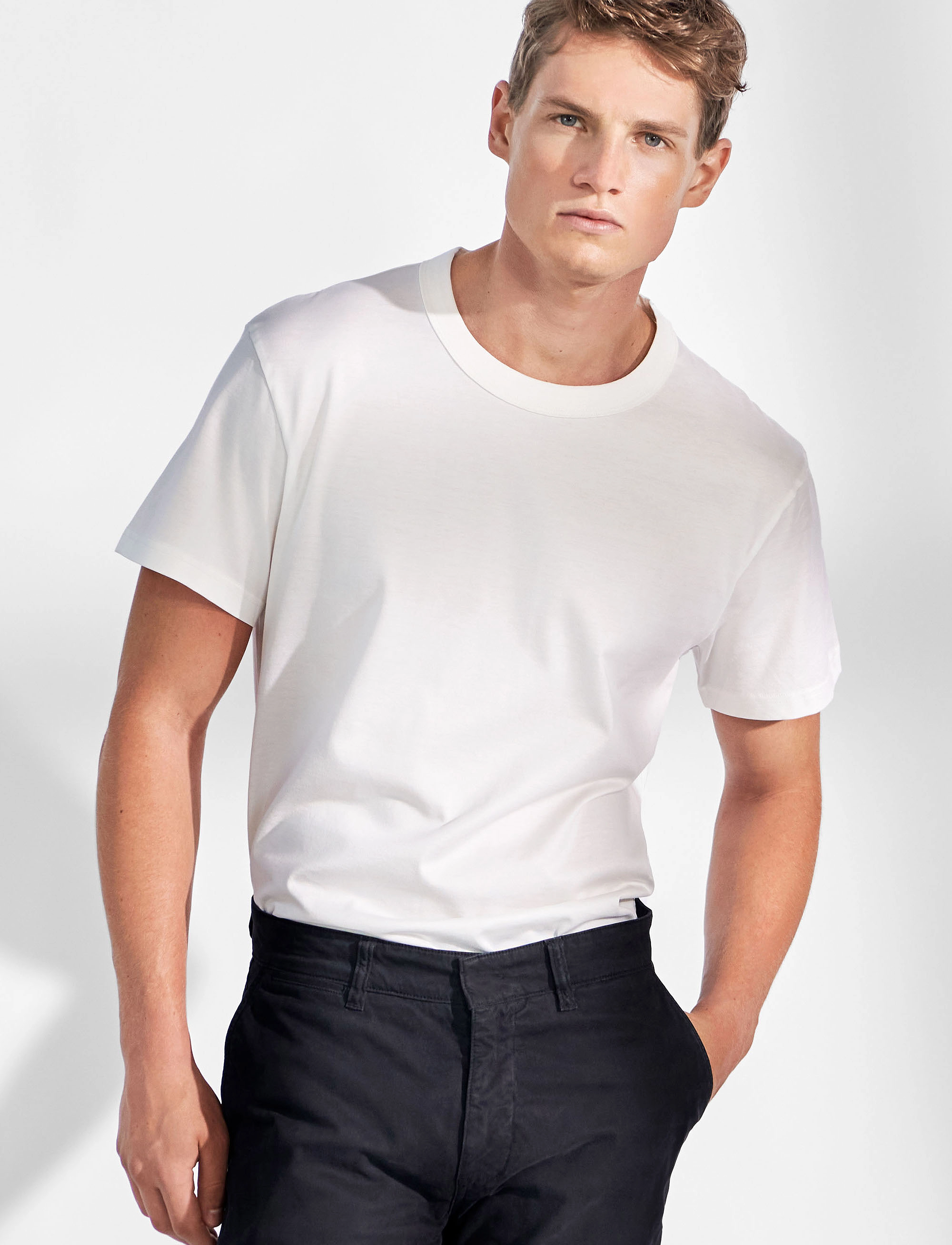 Bread & Boxers Crew Neck Pima, Mænd, Rund Hals T-Shirt, Hvid, Str: XL