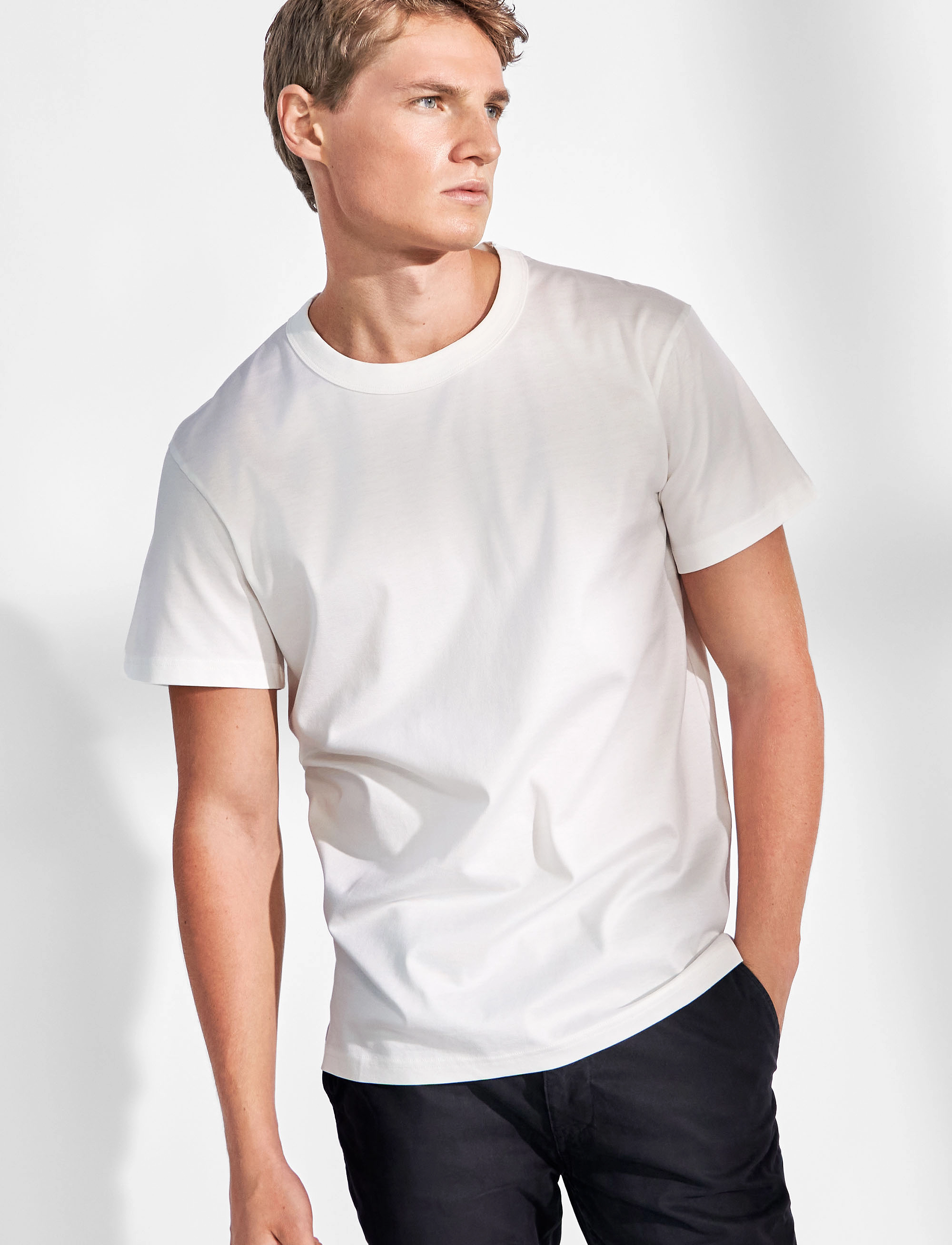 Bread & Boxers - Crew Neck PIma - basic t-shirts - ivory white - 3