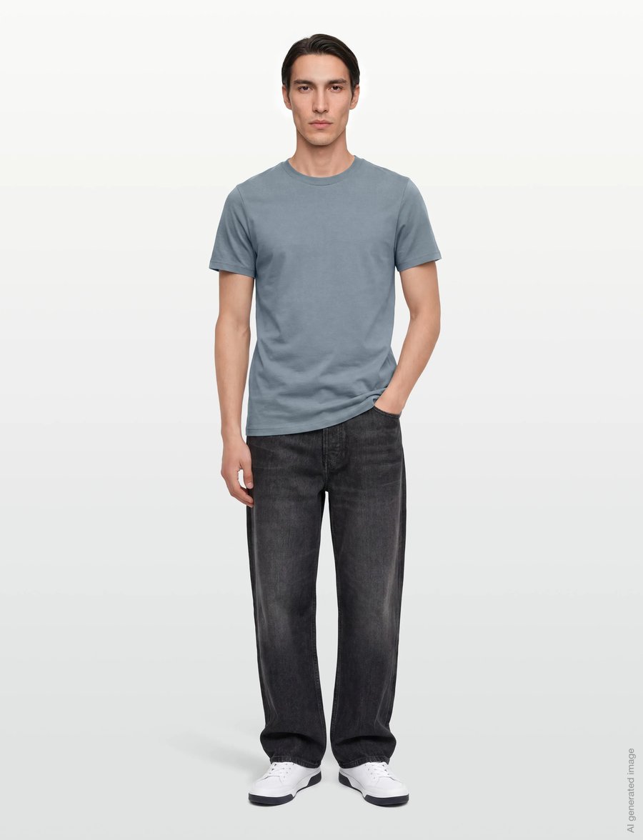 Bread & Boxers - Crew-Neck Cotton - kortärmade t-shirts - haze blue - 0