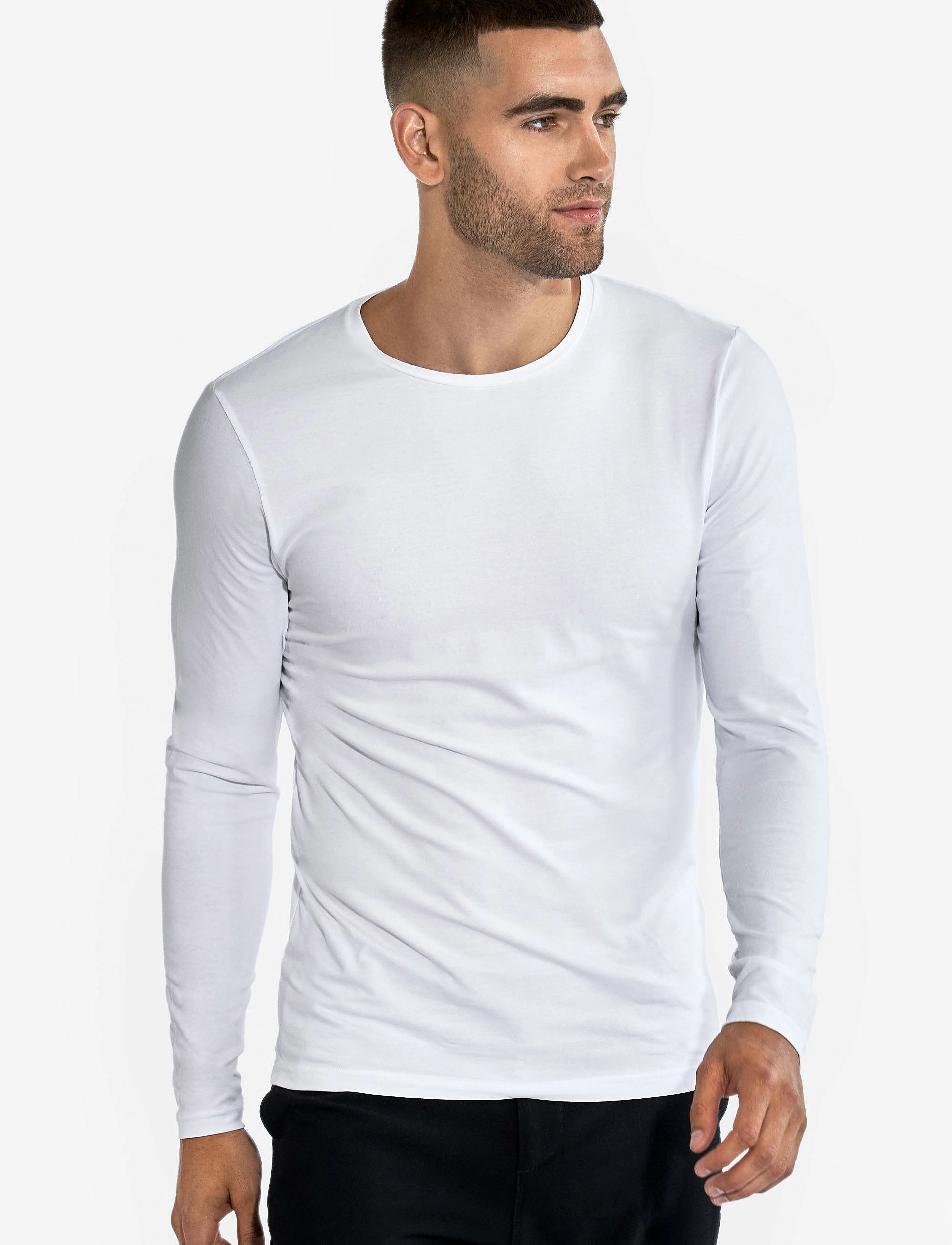 Bread & Boxers Long Sleeve Slim, XL, White, T-Shirts > Langærmede, Herre